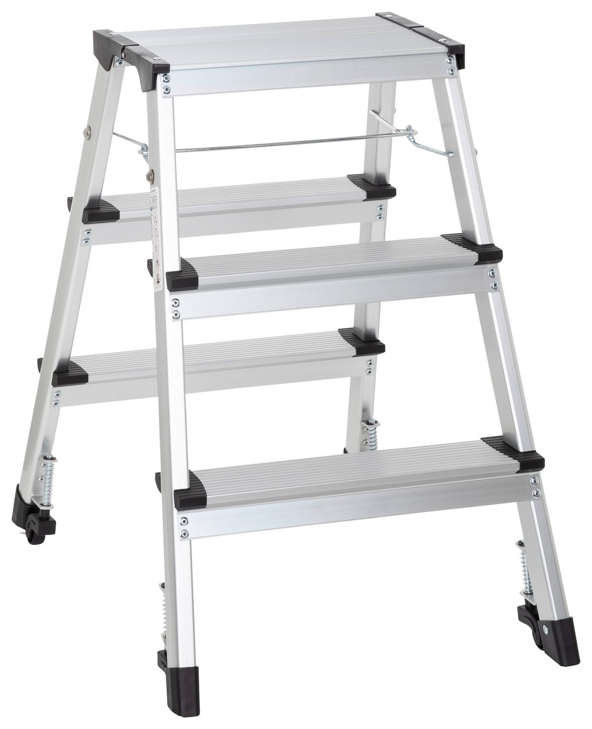 Klapptrittleiter Solid Iv - Alufarben, Basics, Metall (43/67/21cm) - MID.YOU