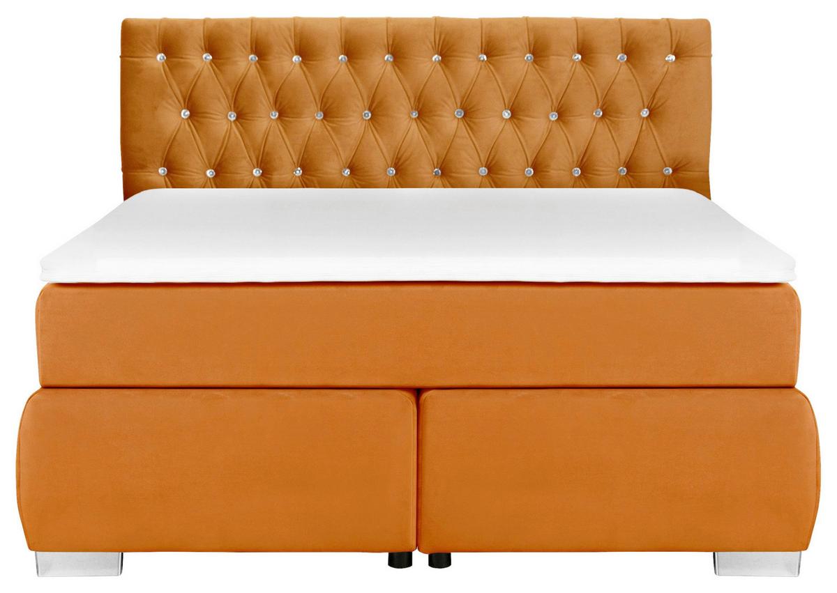 Boxspringbett Rumba inkl. Matratze 120x200 - Platinfarben/Gelb, Basics, Textil (120/200cm) - Livetastic