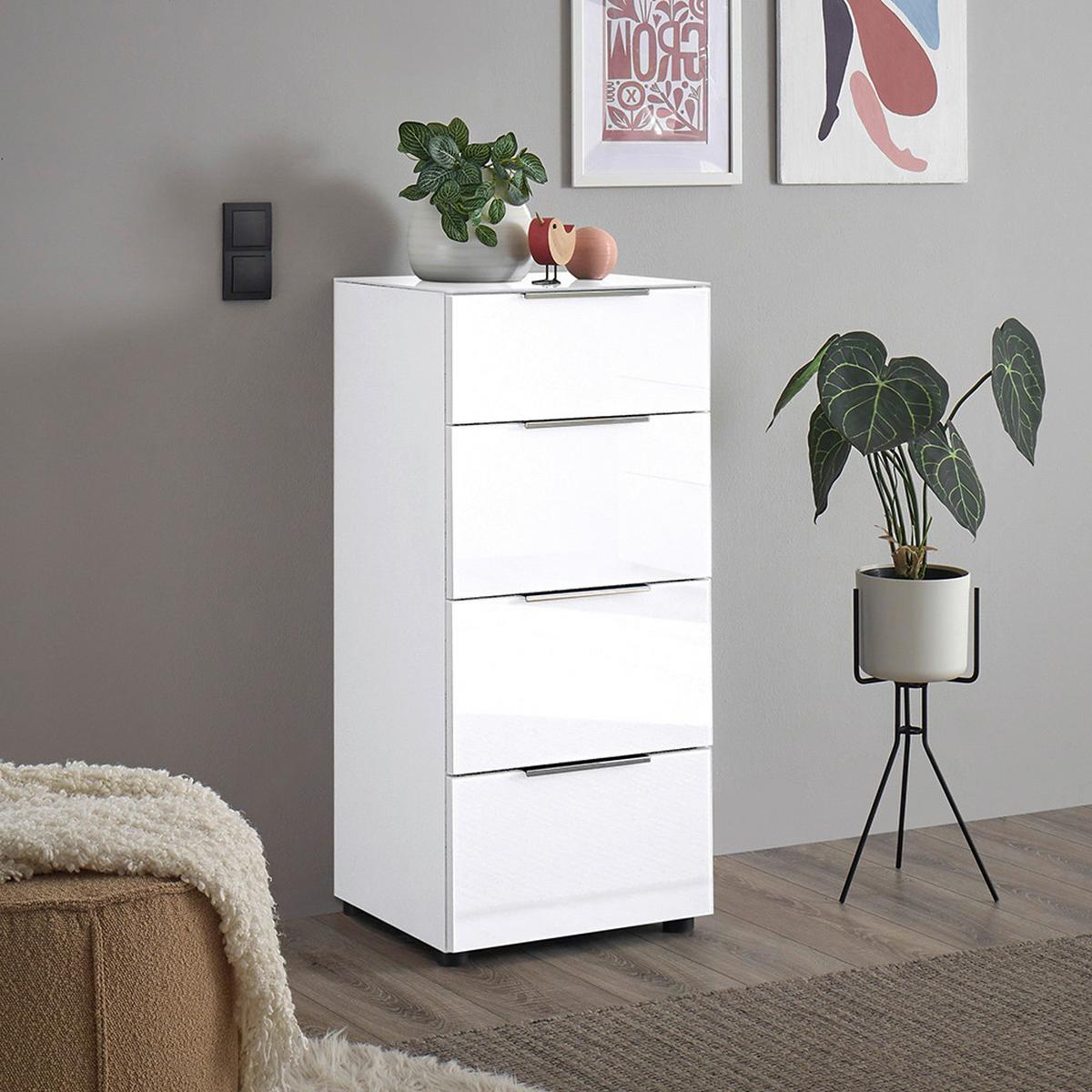 KOMODA SIENA -EXKLUSIV- - čierna/biela, Modern, kov/kompozitné drevo (45/99/40cm) - Mömax