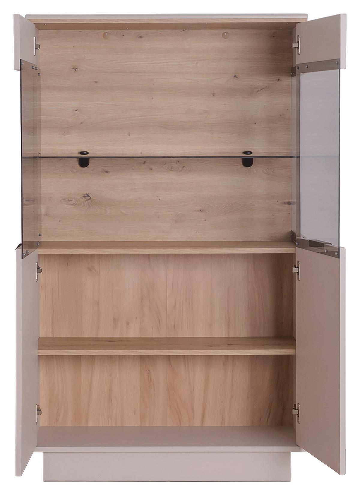 Highboard Darius Eiche Artisan/kashmir,b:88,5cm - Kaschmir/Schwarz, Trend, Glas/Holzwerkstoff (88,5/148,3/37cm)