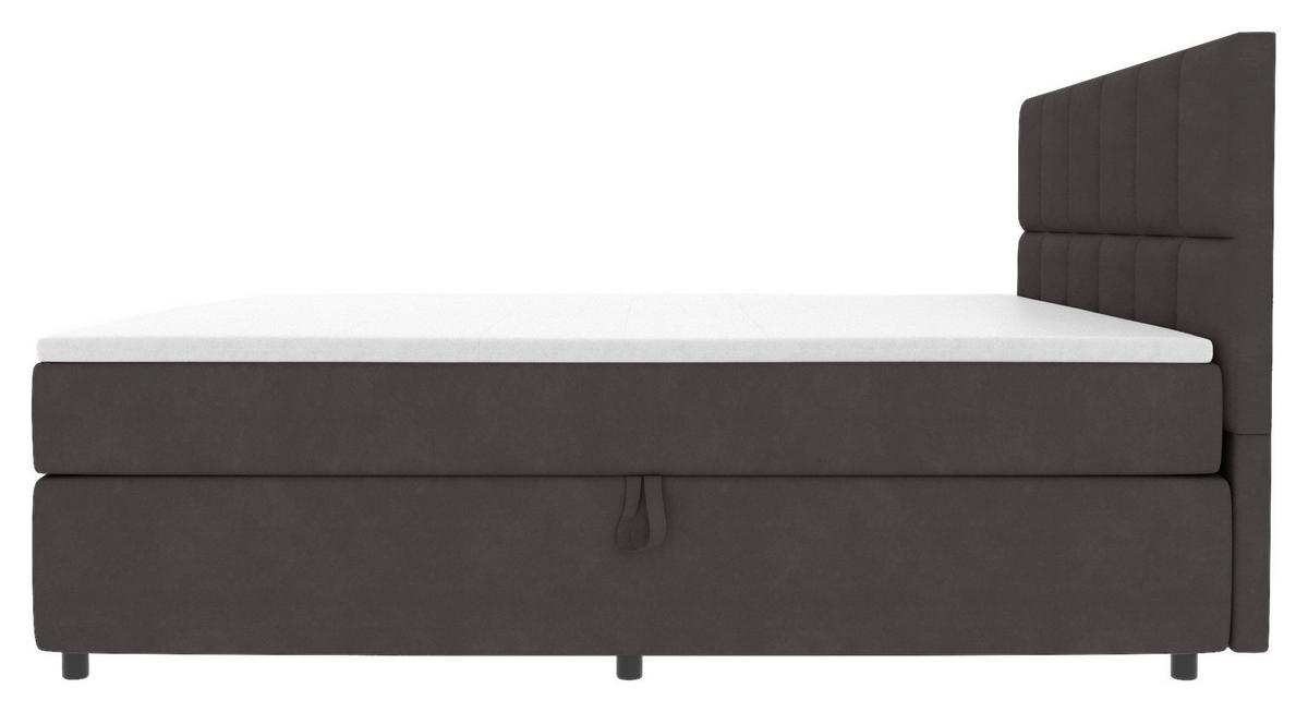 Boxspringbett Garda mit Topper 160x200 - Dunkelgrau/Schwarz, KONVENTIONELL, Holzwerkstoff/Textil (160/200cm)