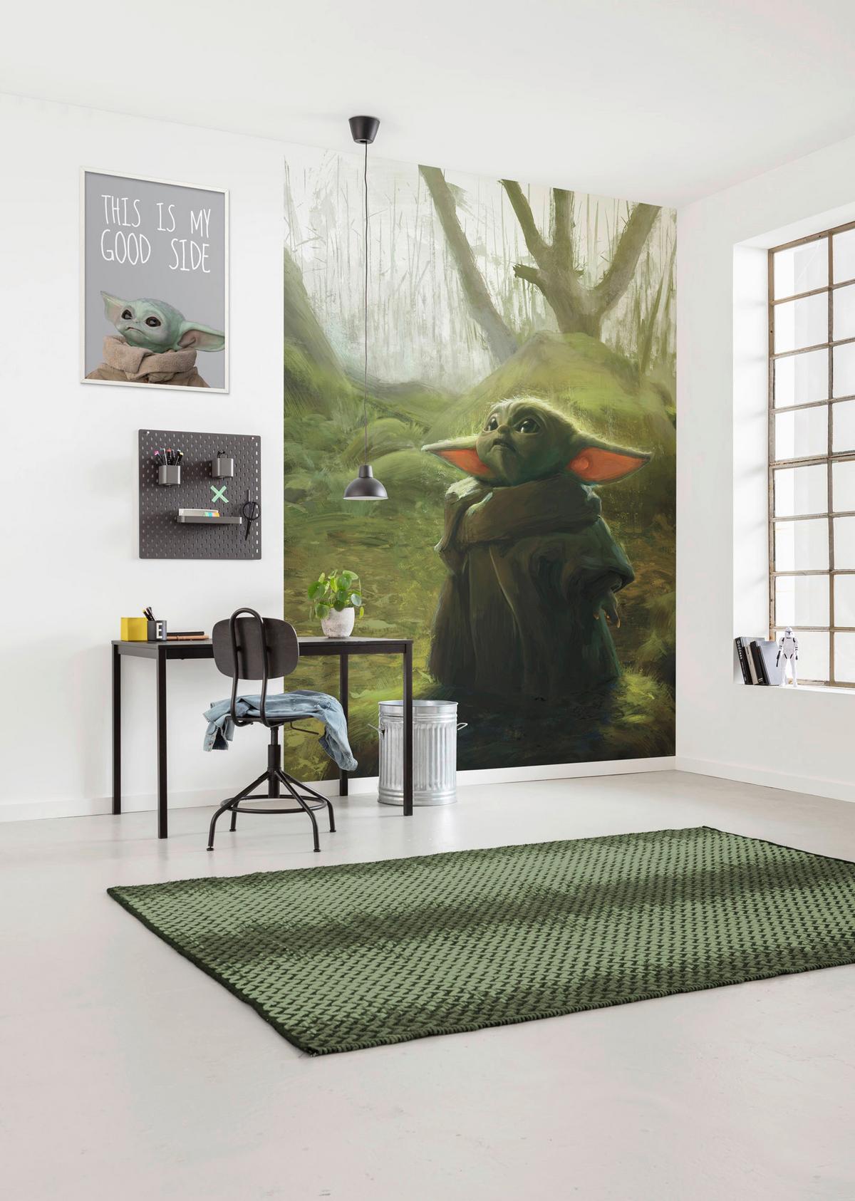 Fototapete Mandalorian Grogu Acrylic - Grün, Trend, Textil (200/280cm)