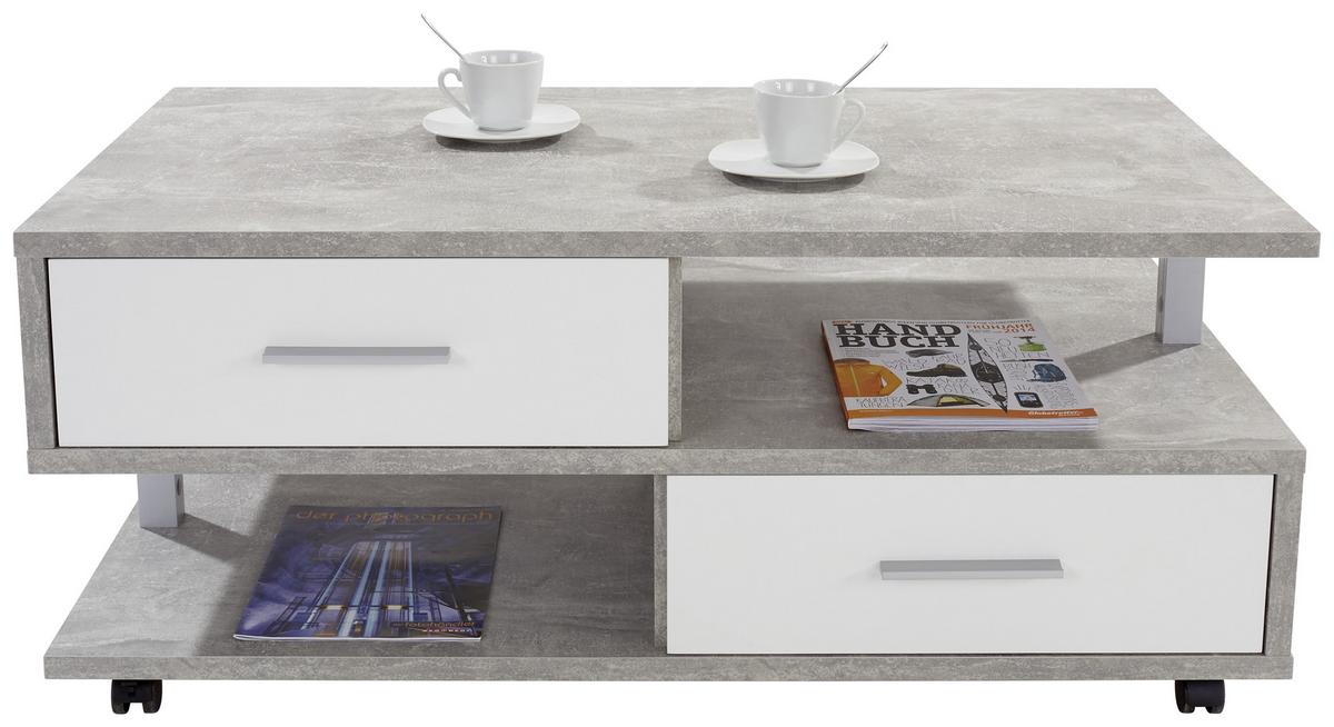 Dohányzóasztal Quattro - fehér/szürke, Modern, faalapú anyag (105/45/60cm)