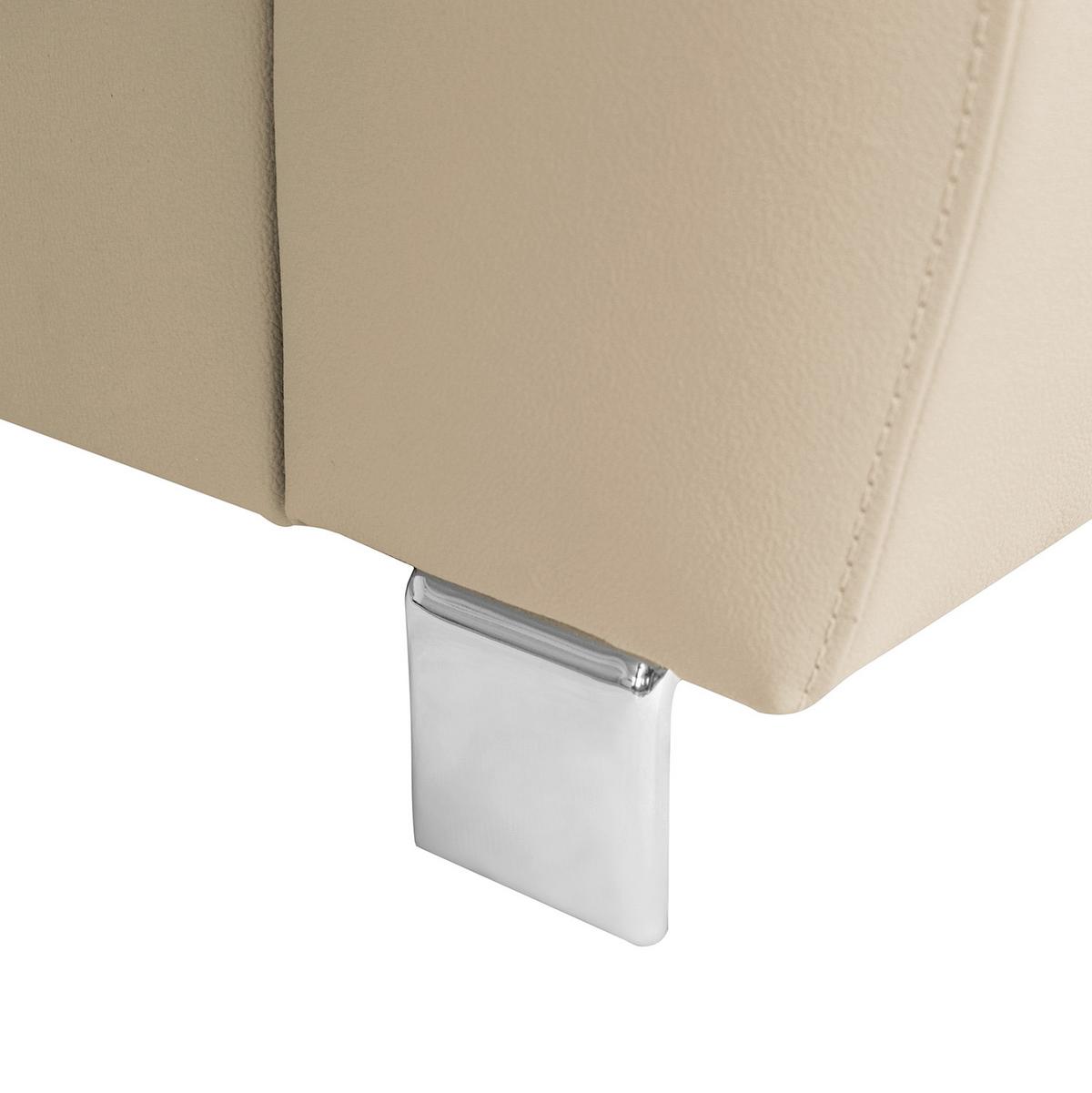 Ecksofa Lugano Teilleder Beige 208x248 - Chromfarben/Beige, Design, Leder/Textil (208/248cm) - Livetastic