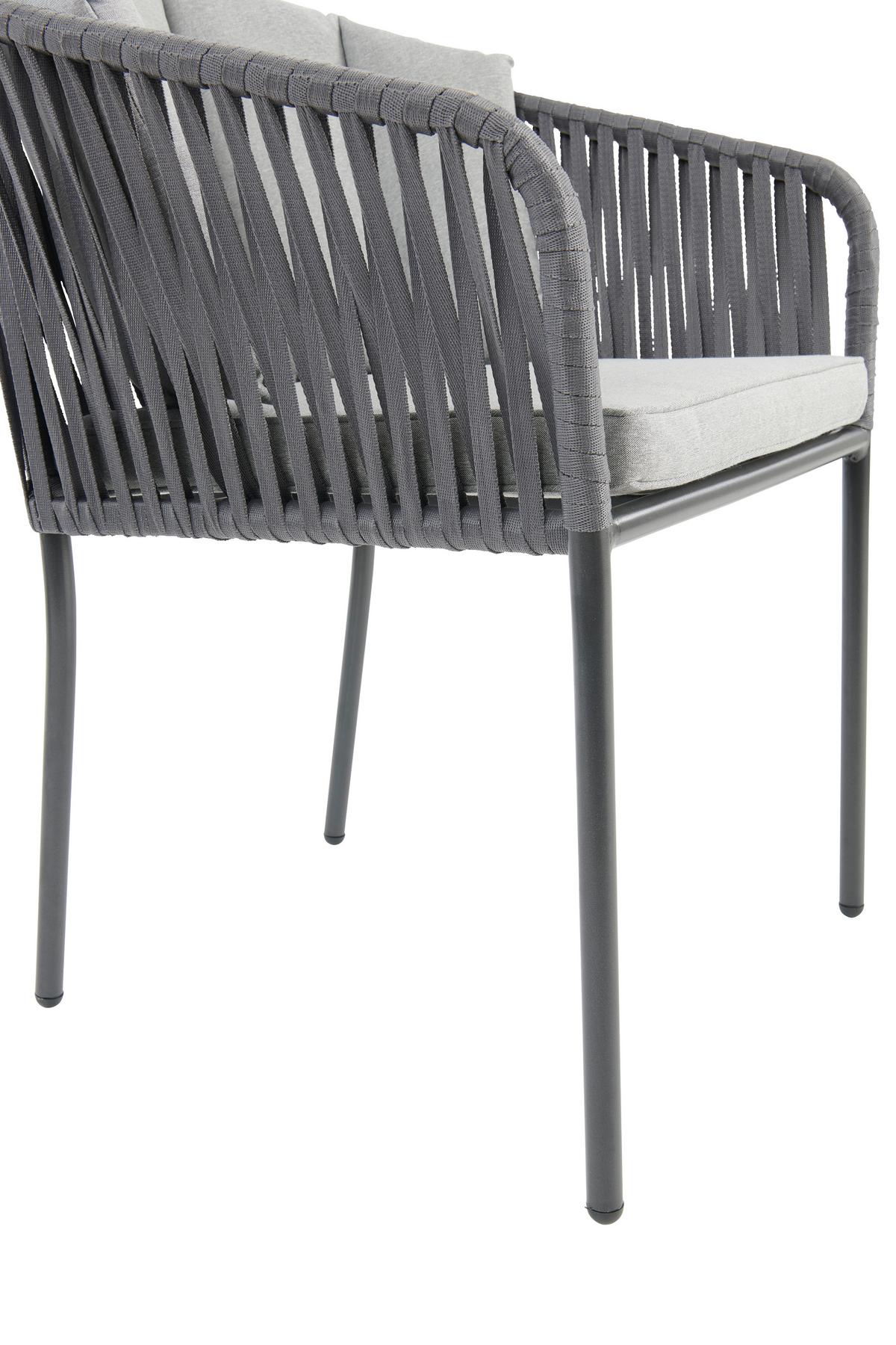 Gartensessel Zoe Metal / Kunststoff / Textil - Schwarz/Grau, MODERN, Kunststoff/Textil (59/77,5/61cm) - Beldano