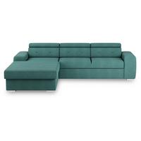 Eckschlafsofa Madison - Silberfarben/Grün, Design, Textil (195/296cm) - MID.YOU