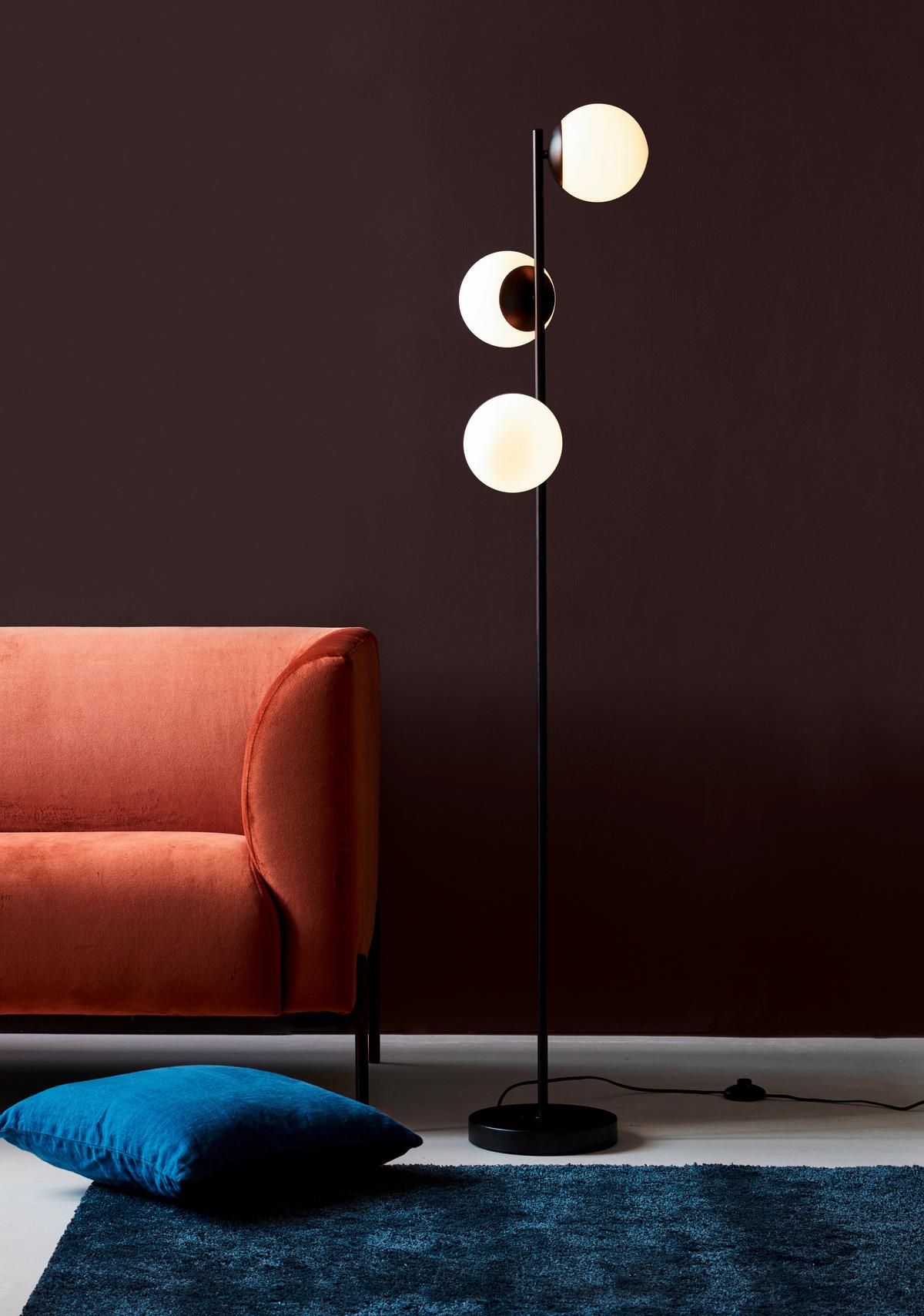 Stehleuchte Lilly Schwarz Weiß H: 150 cm - Schwarz/Weiß, Design, Glas/Metall (150cm) - Nordlux