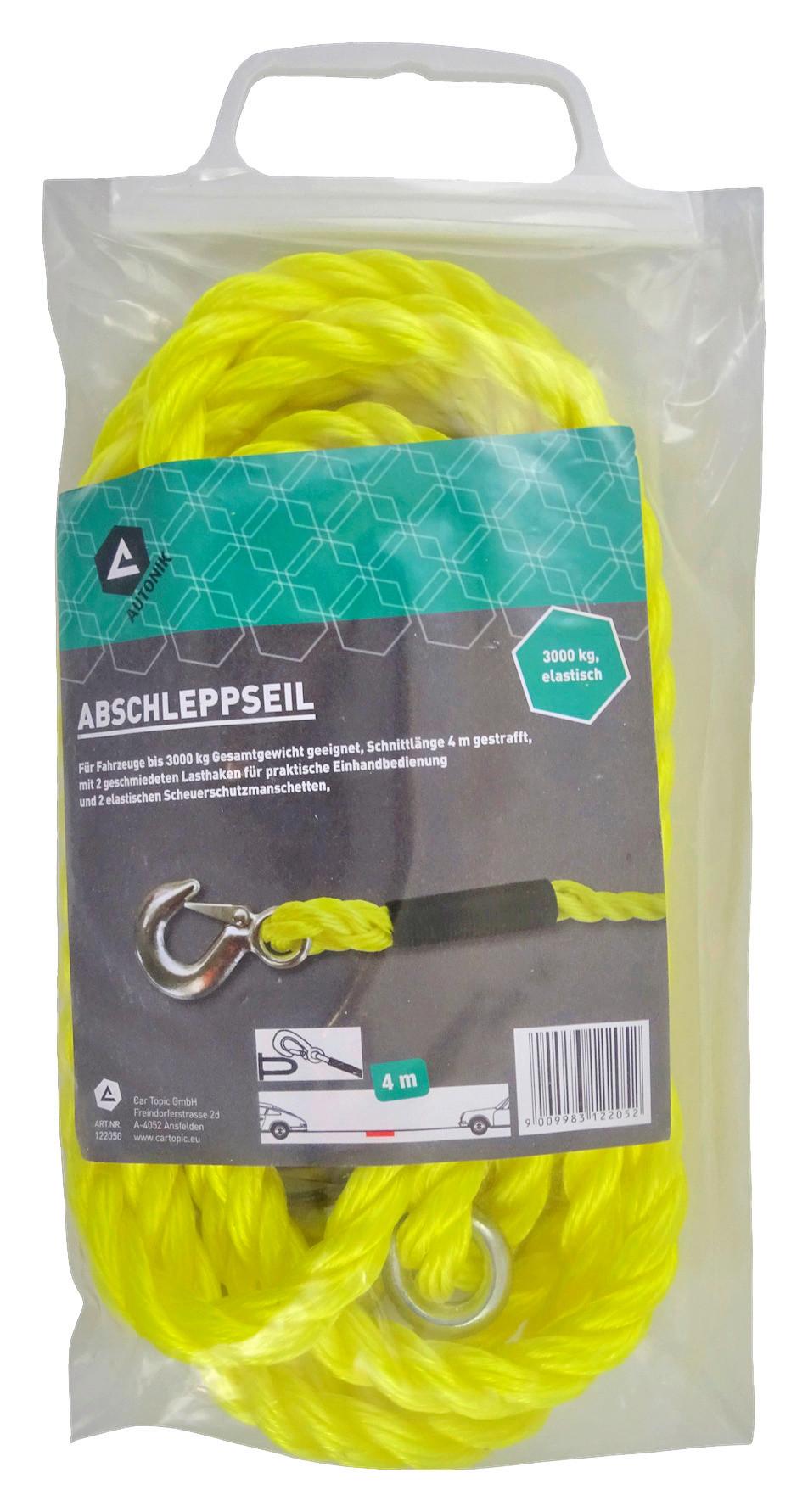 Abschleppseil 4 M Gelb Mit 2 Lasthaken - Gelb, MODERN, Kunststoff (400cm)