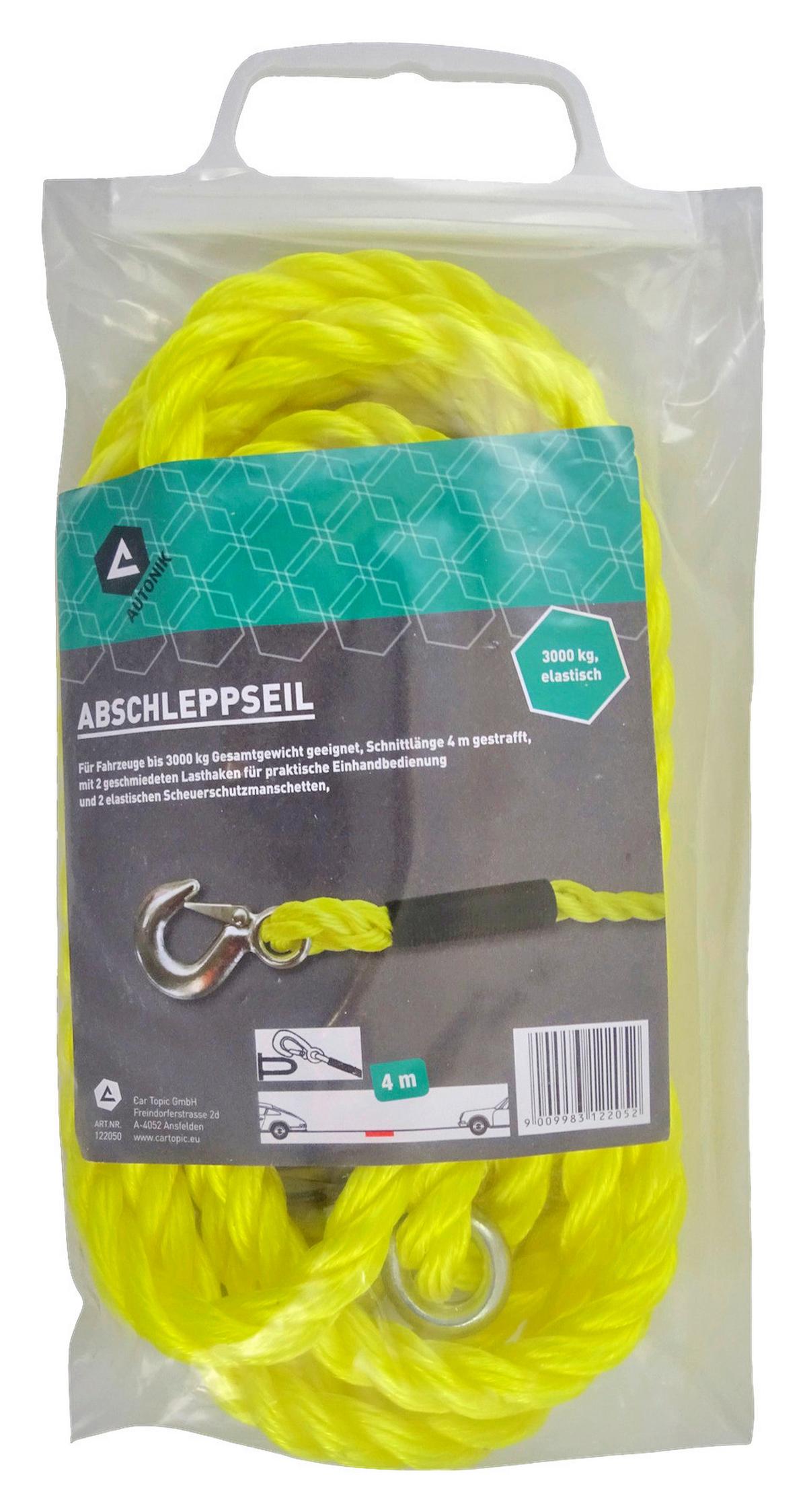 Abschleppseil 4 m Gelb Mit 2 Lasthaken - Gelb, MODERN, Kunststoff (400cm)