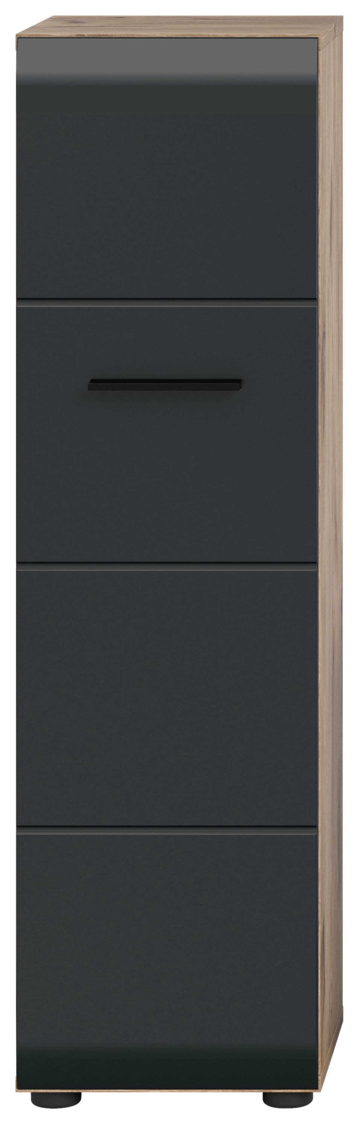Midischrank Ice Schwarz/Eiche Dekor B: 30cm - Eiche dunkel/Schwarz, Basics, Holzwerkstoff (30/106/30cm) - MID.YOU