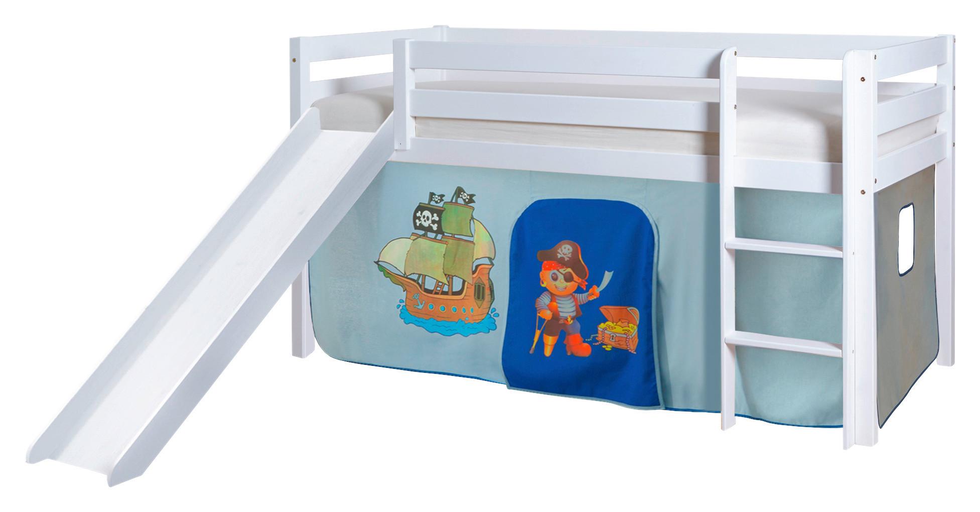 Spielbett Manuel Blau/Weiß Kiefer massiv 90 cm Rutsche