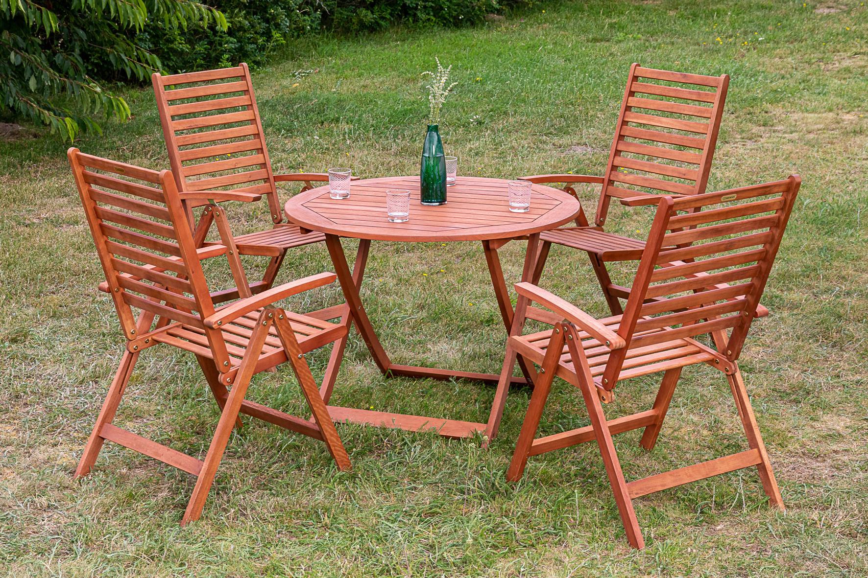 Gartentisch Klappbar Eukalyptusholz ⌀ 100 cm - Naturfarben, KONVENTIONELL, Holz (100/100/75cm) - Gardenson