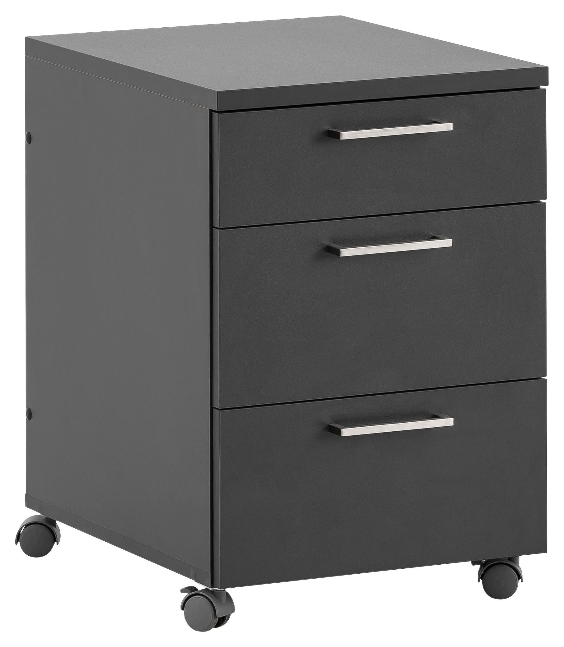 Rollcontainer Serie 1500 Anthrazit BHT:41,2x60,1x49,6cm - Anthrazit, KONVENTIONELL, Holzwerkstoff (41,2/60,1/49,6cm) - MID.YOU