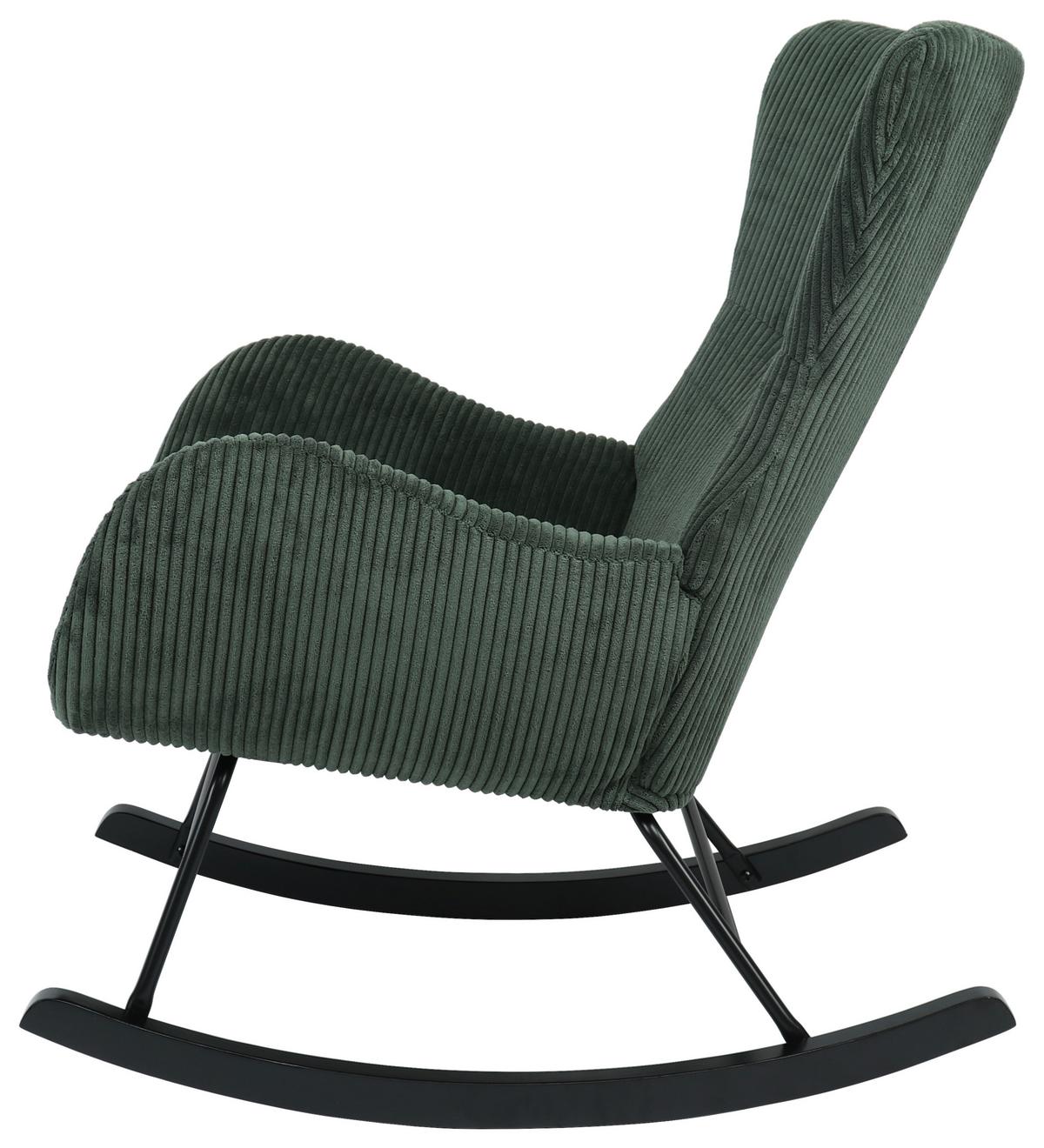 Schaukelstuhl mit Armlehnen Granny Stoffbezug Grün - Schwarz/Grün, MODERN, Holz/Textil (67/92/85cm)