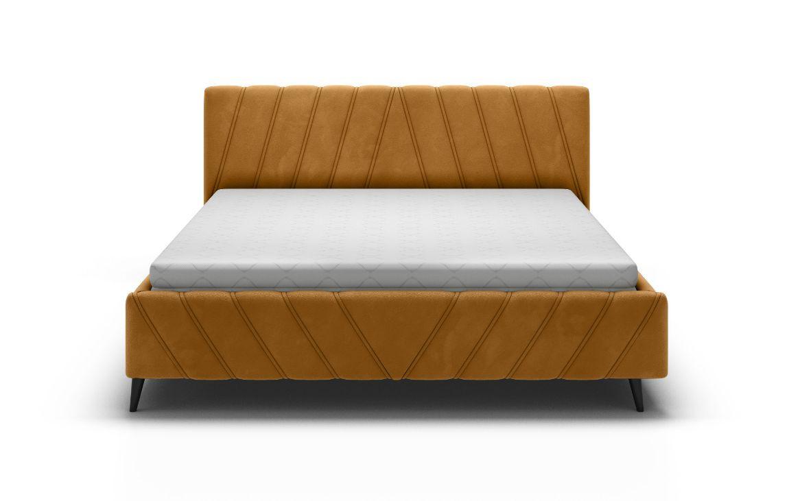 Čalouněná postel Melli s roštom 160x200cm - čierna/kari žltá, Design, drevo/textil (160/200cm)