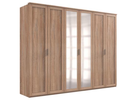 Drehtürenschrank mit Glas 270cm Nadja, Sägerau Dekor - Eichefarben, KONVENTIONELL, Glas/Holzwerkstoff (270/210/58cm) - Cantus Drehtürenschrank mit Glas 270cm Nadja, Sägerau Dekor - Eichefarben, KONVENTIONELL, Glas/Holzwerkstoff (270/210/58cm) - Cantus