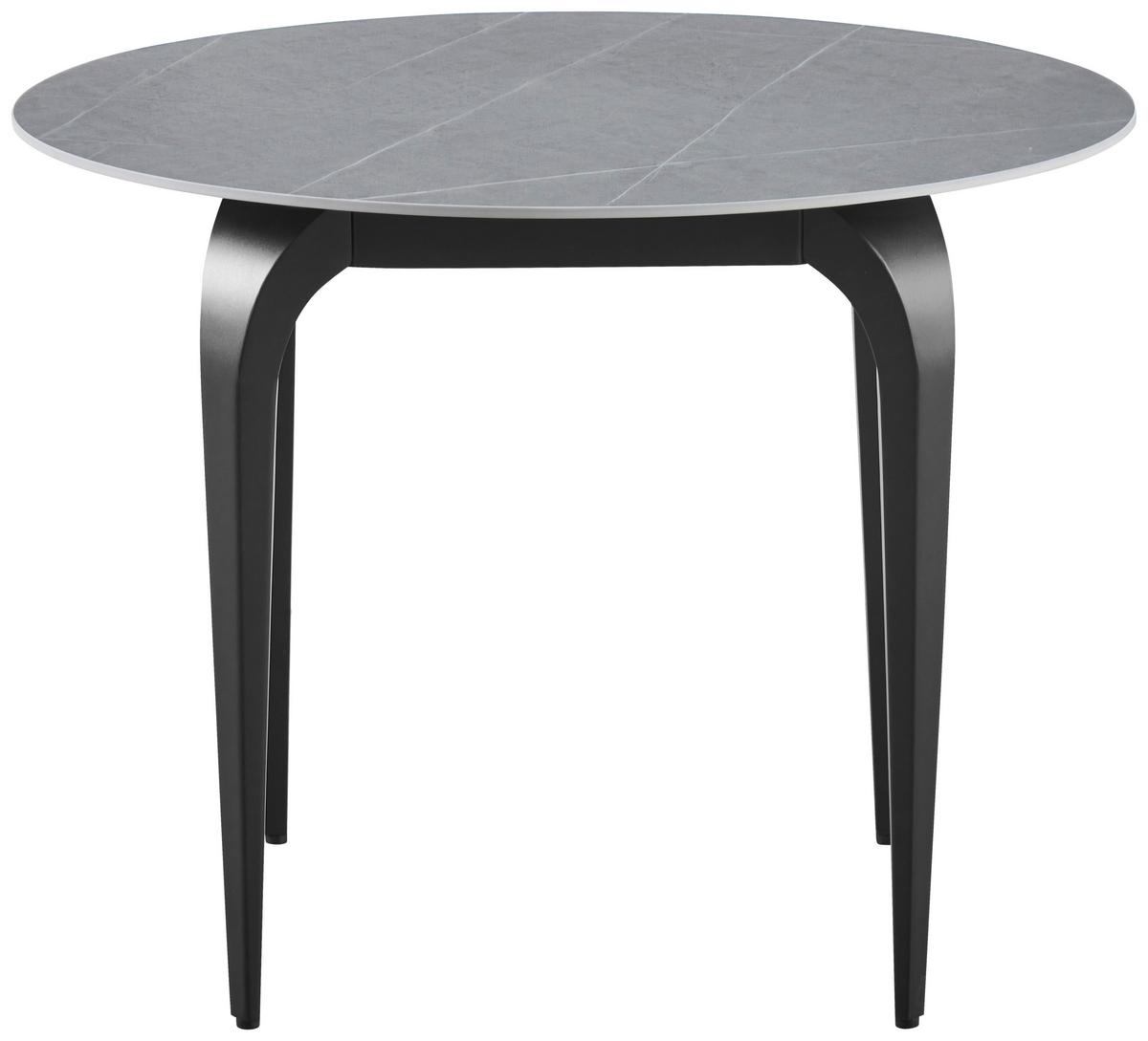 Esstisch Ibiza 100 Keramik grau, B: 100cm - Schwarz/Grau, MODERN, Keramik/Metall (100/100/76cm)