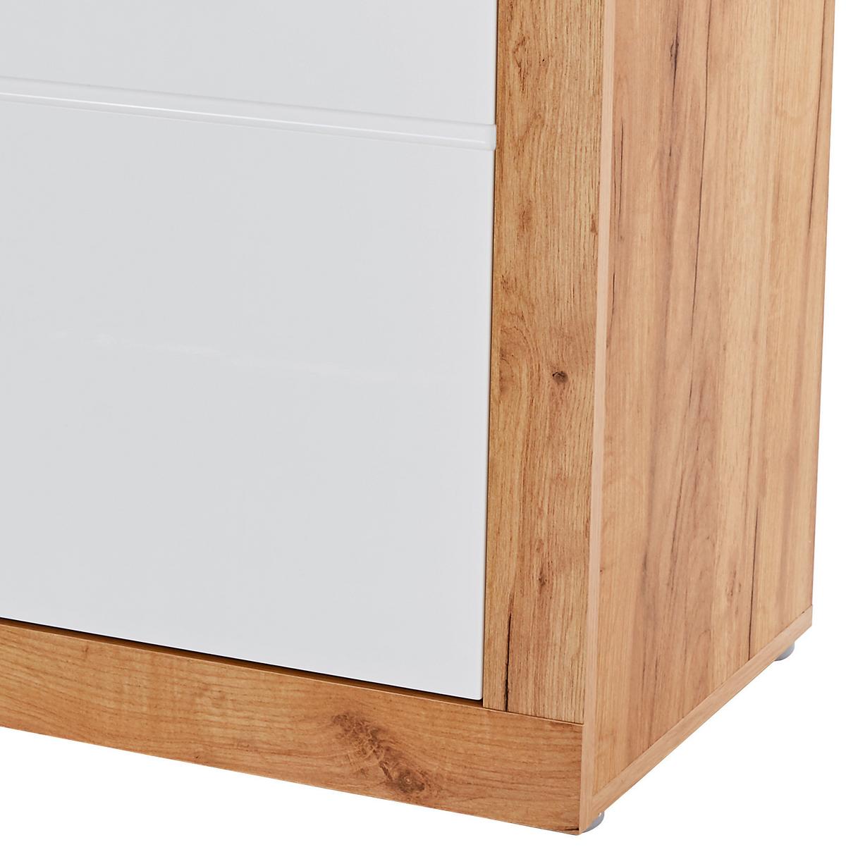Komód Malta 97/86 Cm - tölgyfa színű/fehér, Modern, faalapú anyag (96,4/86/39,9cm)