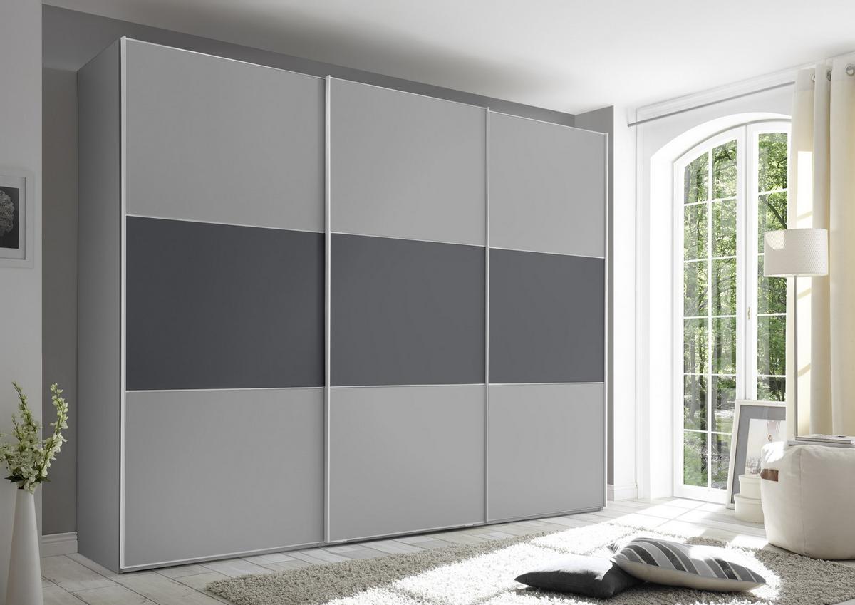 Schwebetürenschrank 249cm Includo, Grau/anthrazit - Dunkelgrau/Anthrazit, MODERN (249/222/68cm) - MID.YOU