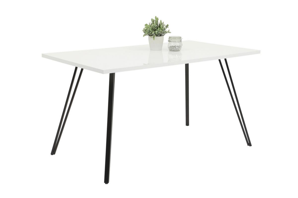 Tischgruppe Jennifer G - Weiß Hochglanz/Anthrazit, MODERN, Holzwerkstoff/Textil (140/76/80cm) - MID.YOU