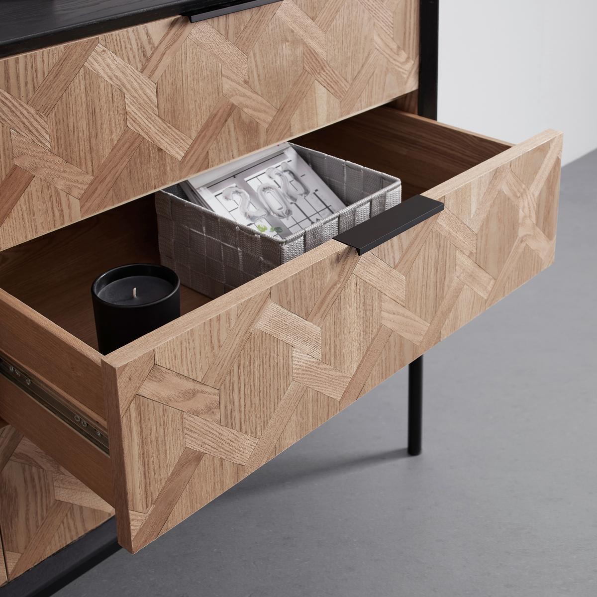 Sideboard MILANO jasan - černá/barvy jasanu, Moderní, kov/dřevo (144/79/40cm) - Bessagi Home