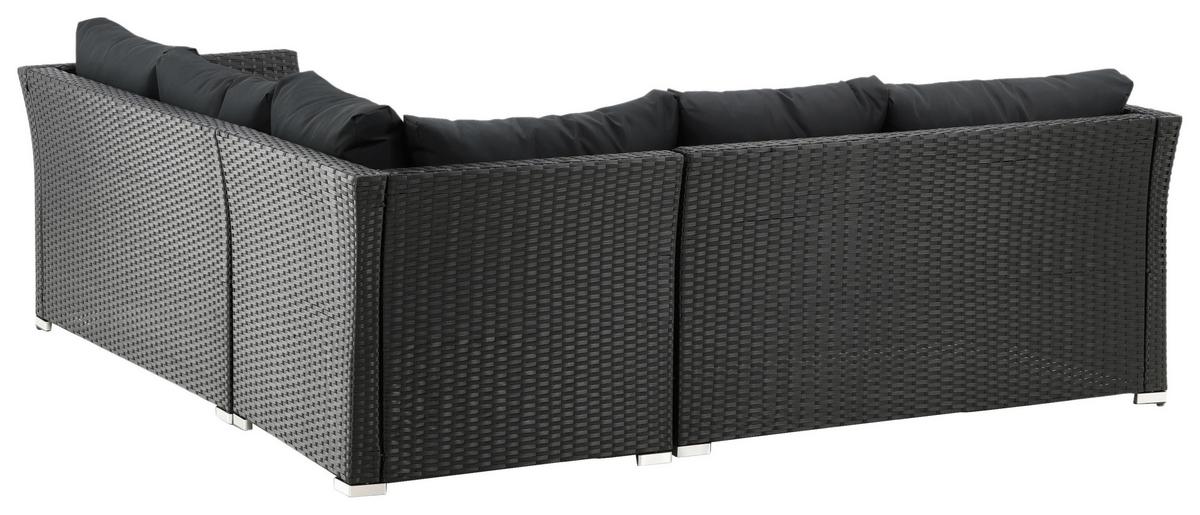 Loungegarnitur 4-tlg Haiti Aus Kunststoff Mit Kissen - Schwarz, KONVENTIONELL, Kunststoff - Gardenson