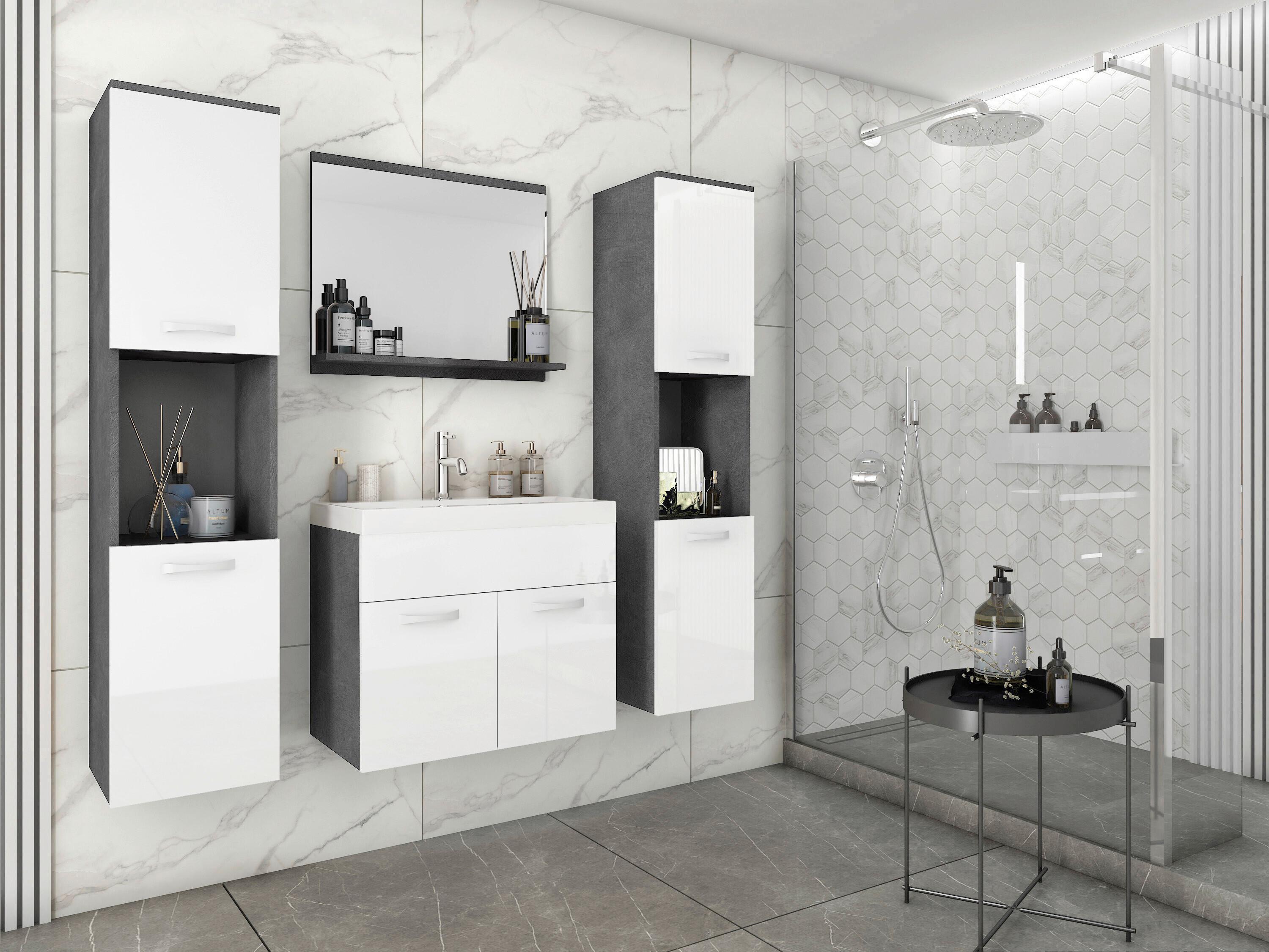 Kúpeľna antracit/biela VL - biela/biela s vysokým leskom, Lifestyle, kov/kompozitné drevo (120cm) - P & B