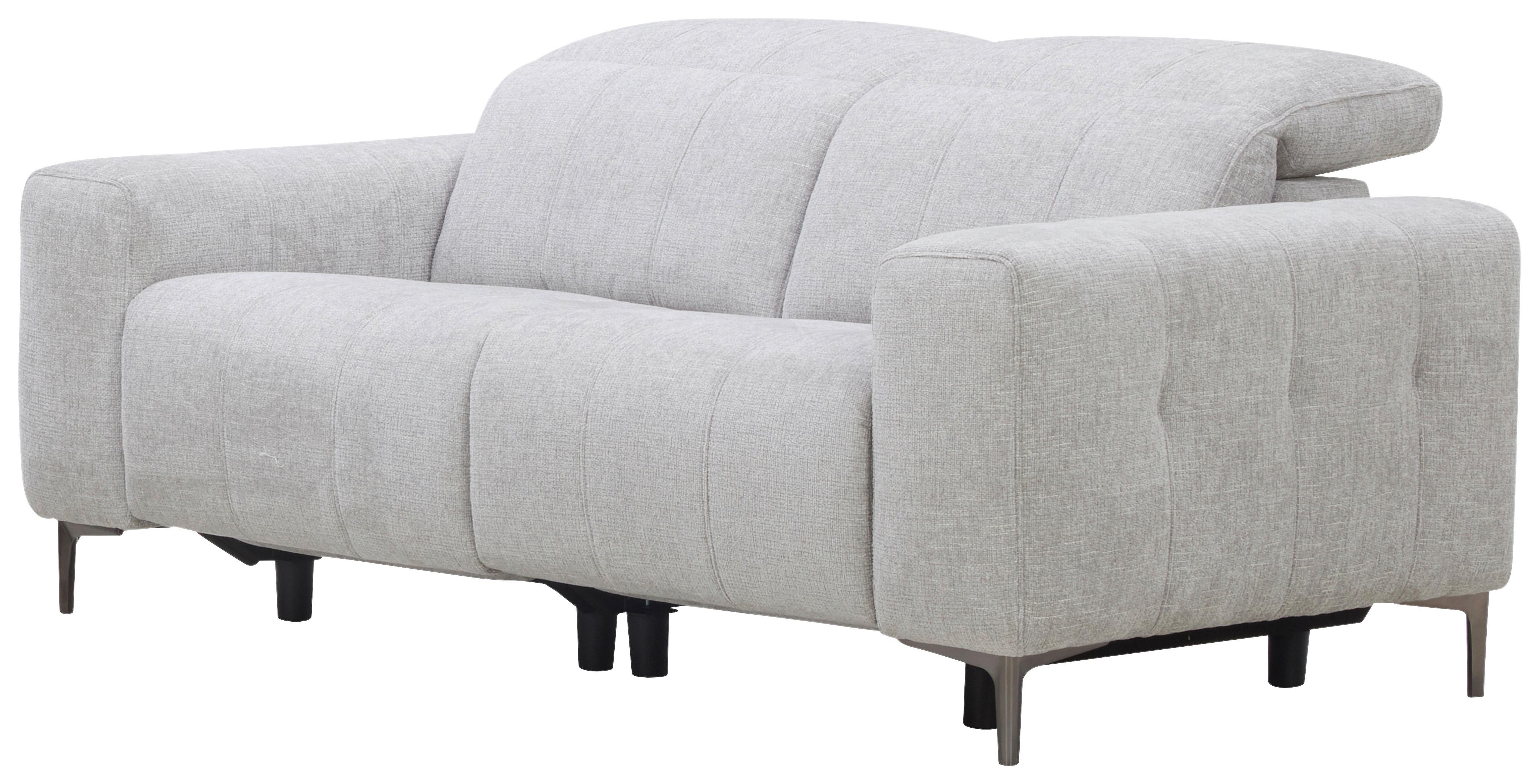 Dvojmiestna pohovka ALVARO, sivý zamat, relax.funkcia - sivá/prírodná farba, Modern, kov/drevo (182/79/109cm) - Mömax