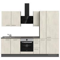 Kuchynská linka 270CM biely betón/ bridlicová šedá - biela/farba ušľachtilej ocele, Modern, kov/kompozitné drevo (270cm) - Nobilia