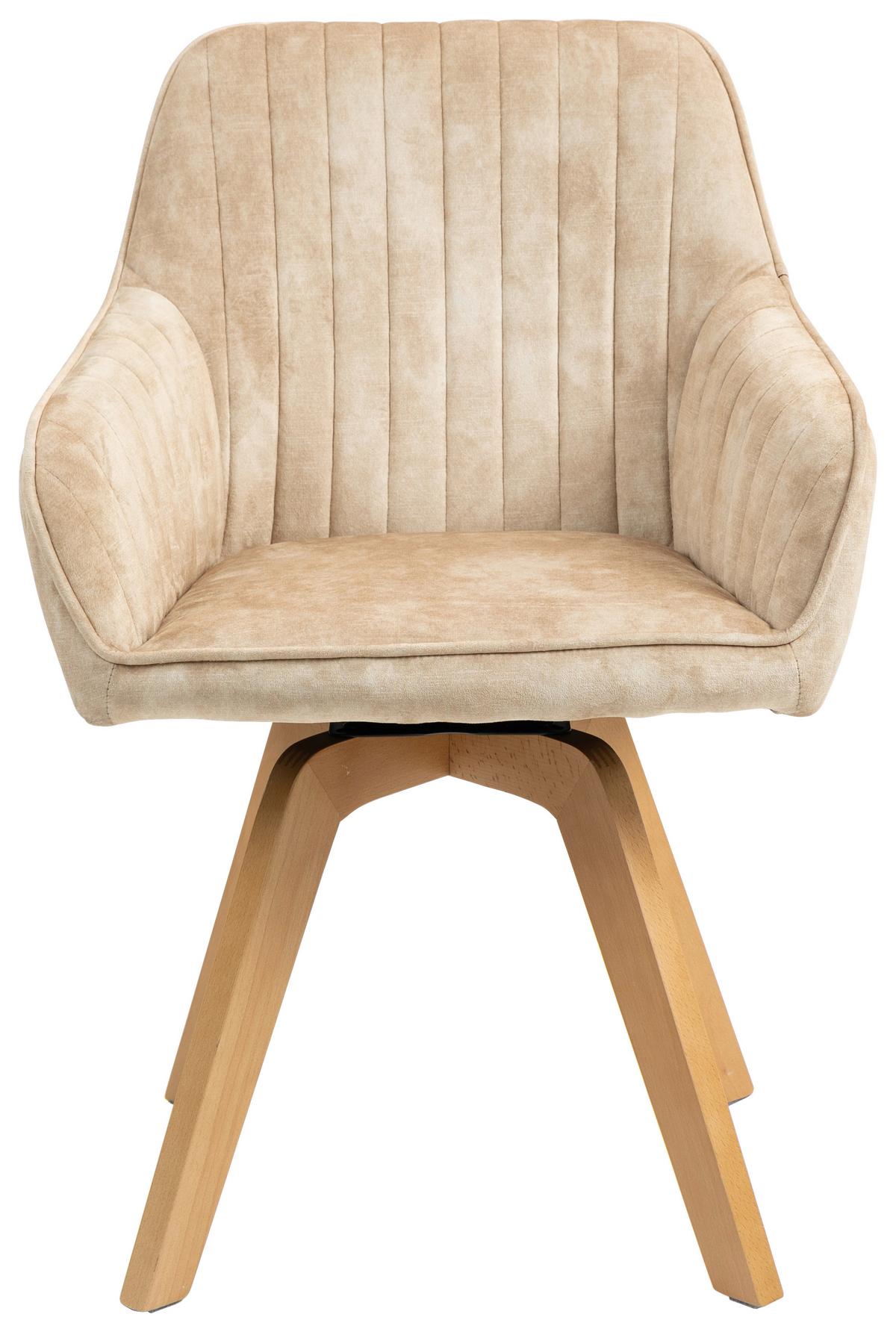 Armlehnstuhl Hanna Beige, Sitzfl. 180° Drehb. - Beige/Buchefarben, KONVENTIONELL, Holz/Textil (63/83/63cm) - MID.YOU