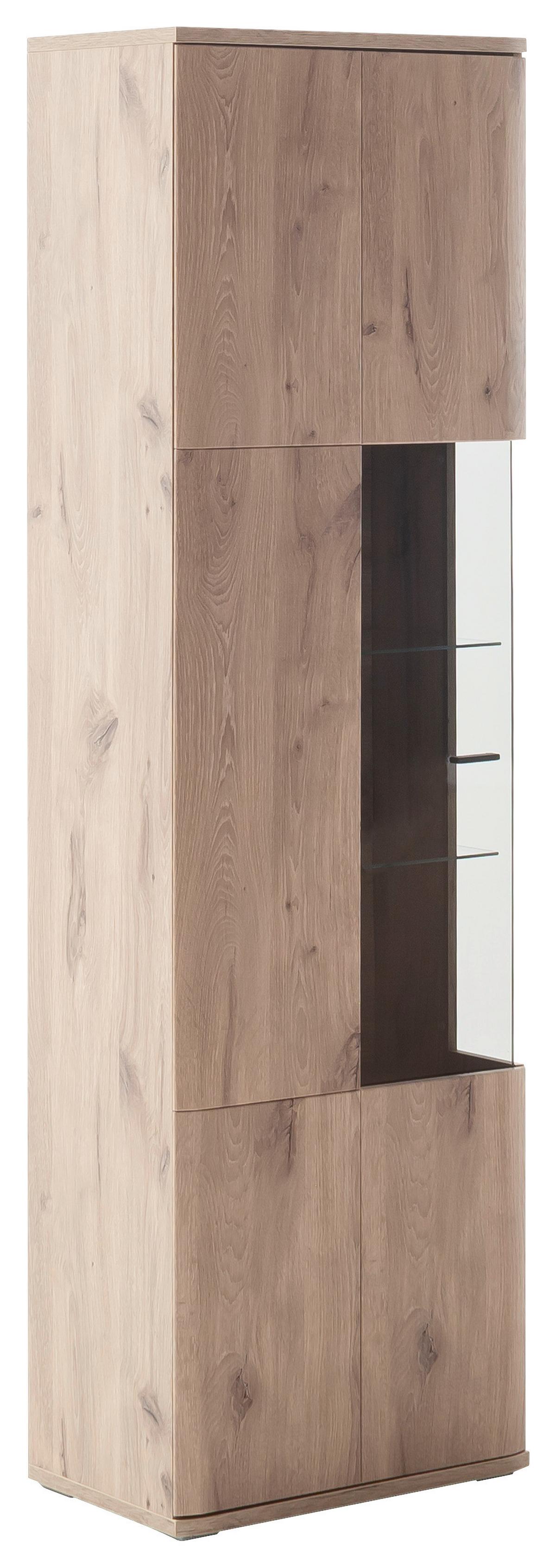Vitrine Prato Eichefarben B 60 cm - Eichefarben, Design, Glas/Holzwerkstoff (60/199/37cm) - MID.YOU