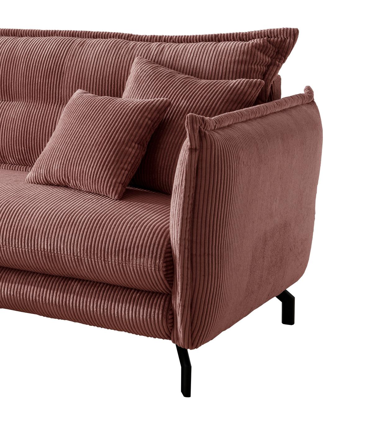 Ecksofa Lava Koralle mit Zierkissen - Koralle/Schwarz, MODERN, Textil (180/255cm) - Livetastic