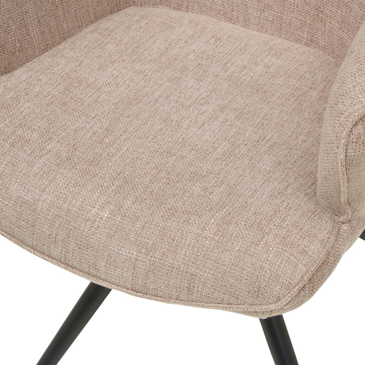Armlehnstuhl Elis Webstoff Taupe, B: 62 cm - Taupe/Schwarz, KONVENTIONELL, Textil/Metall (62/89/62cm) - Livetastic