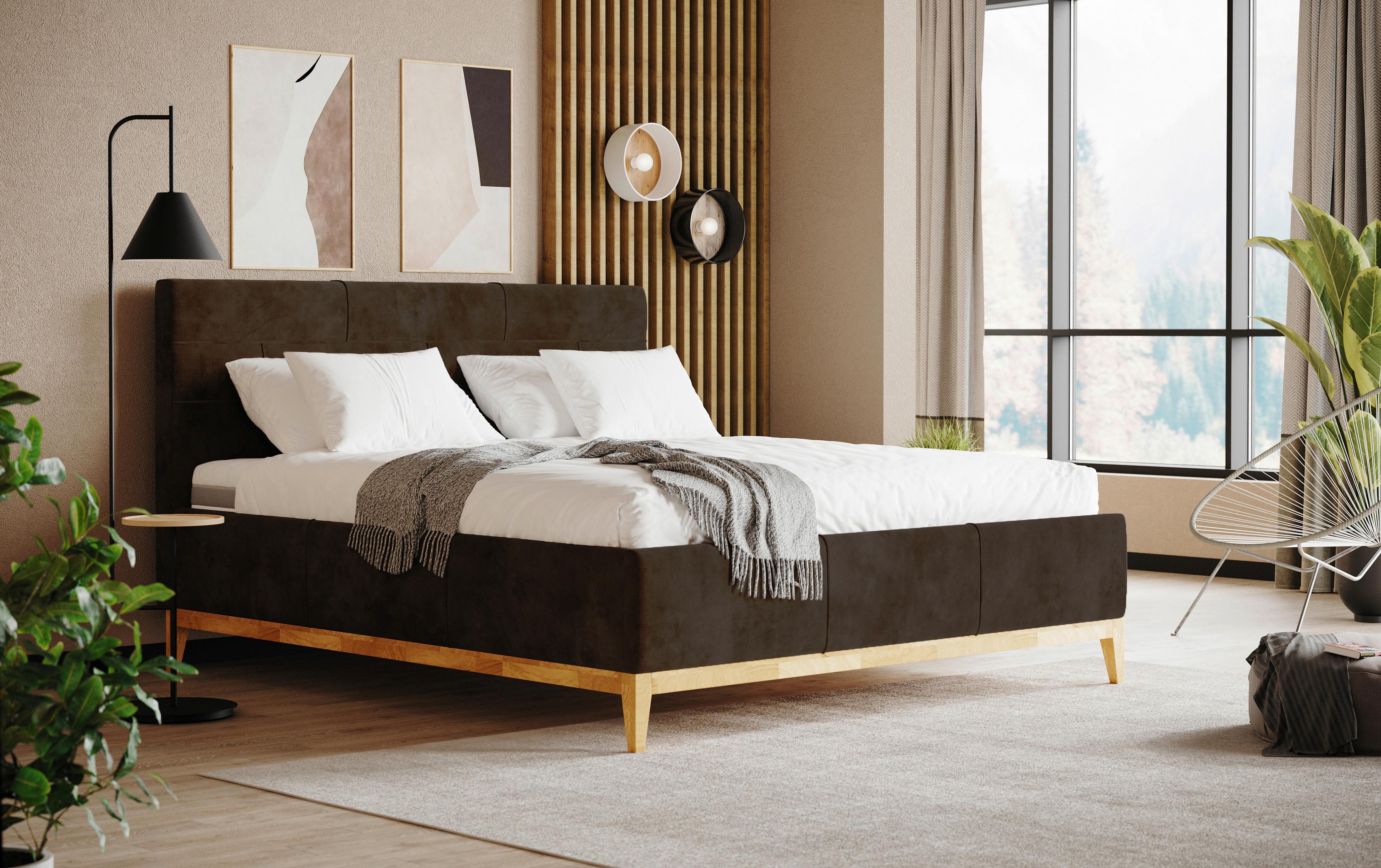 Kárpitozott Ágy Jupiter H4/h4, 160/200cm - barna/bükkszínű, Modern, faalapú anyag/textil (160/200cm) - MID.YOU