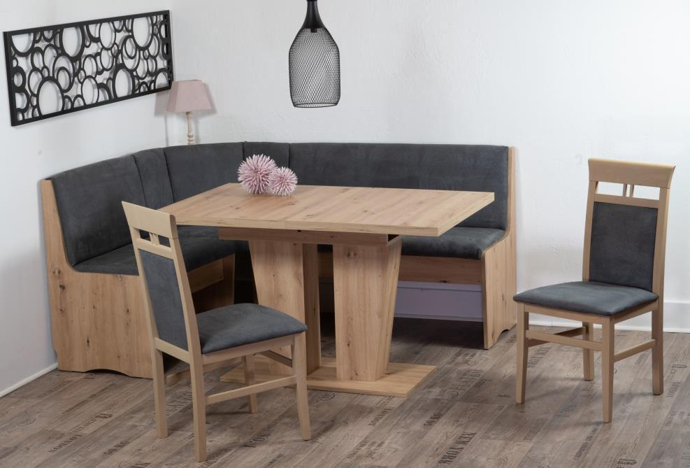 Eckbankgruppe Duisburg Veibar Titanic Grau/eiche D. B: 165cm - Eiche Artisan/Grau, KONVENTIONELL, Holz/Holzwerkstoff (165/89/125cm) - MID.YOU