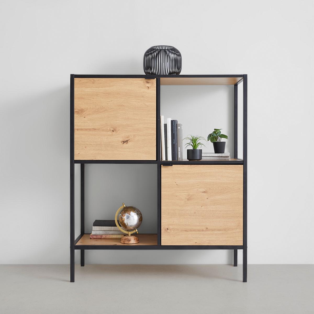 REGÁL QUEENS -EXKLUSIV- - čierna/prírodná farba, Modern, kov/kompozitné drevo (90/106/40cm) - Mömax