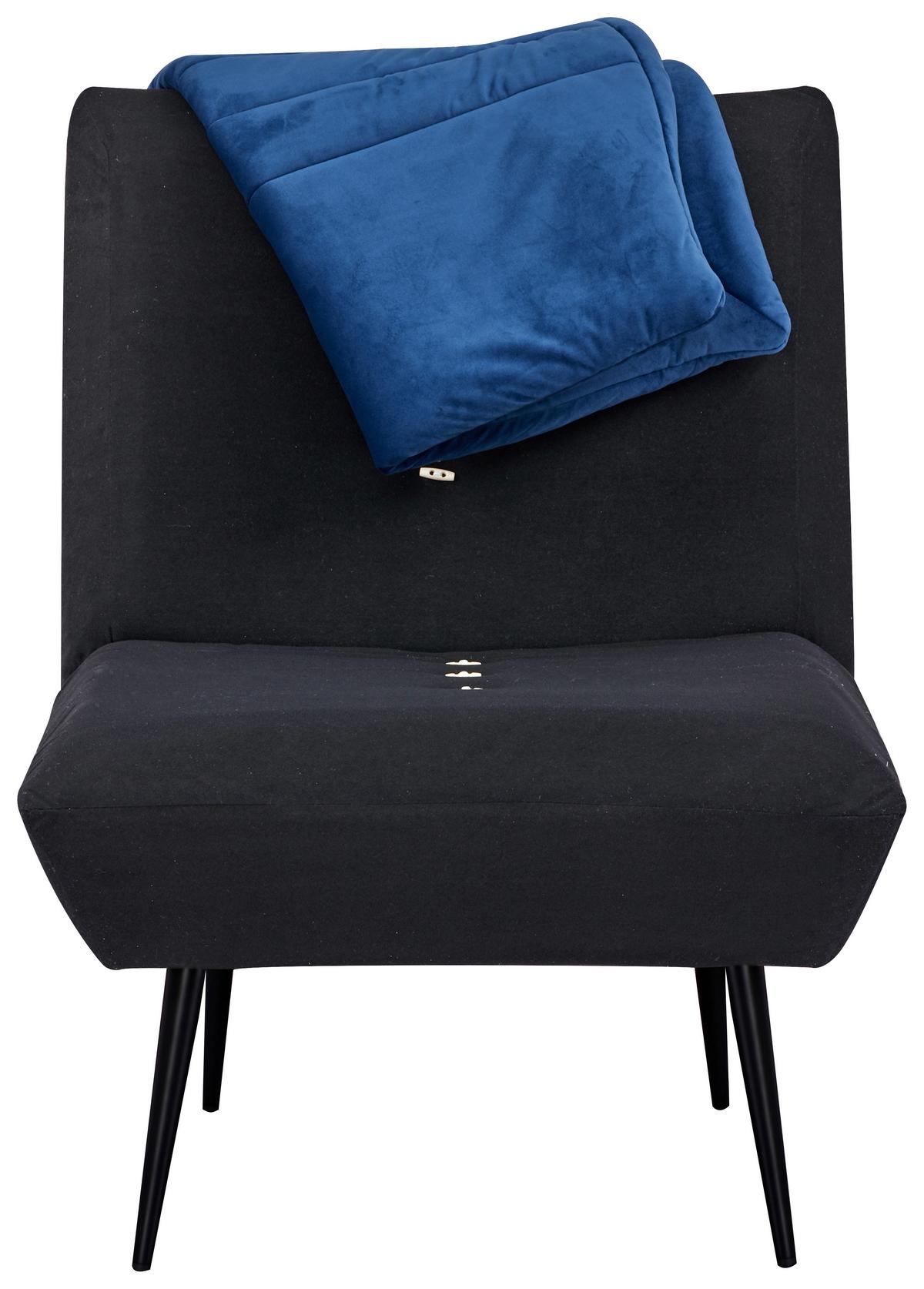 Sessel Jarvis Blau Samt B: 75 cm - Blau/Schwarz, MODERN, Textil (75/92/87cm) - MID.YOU