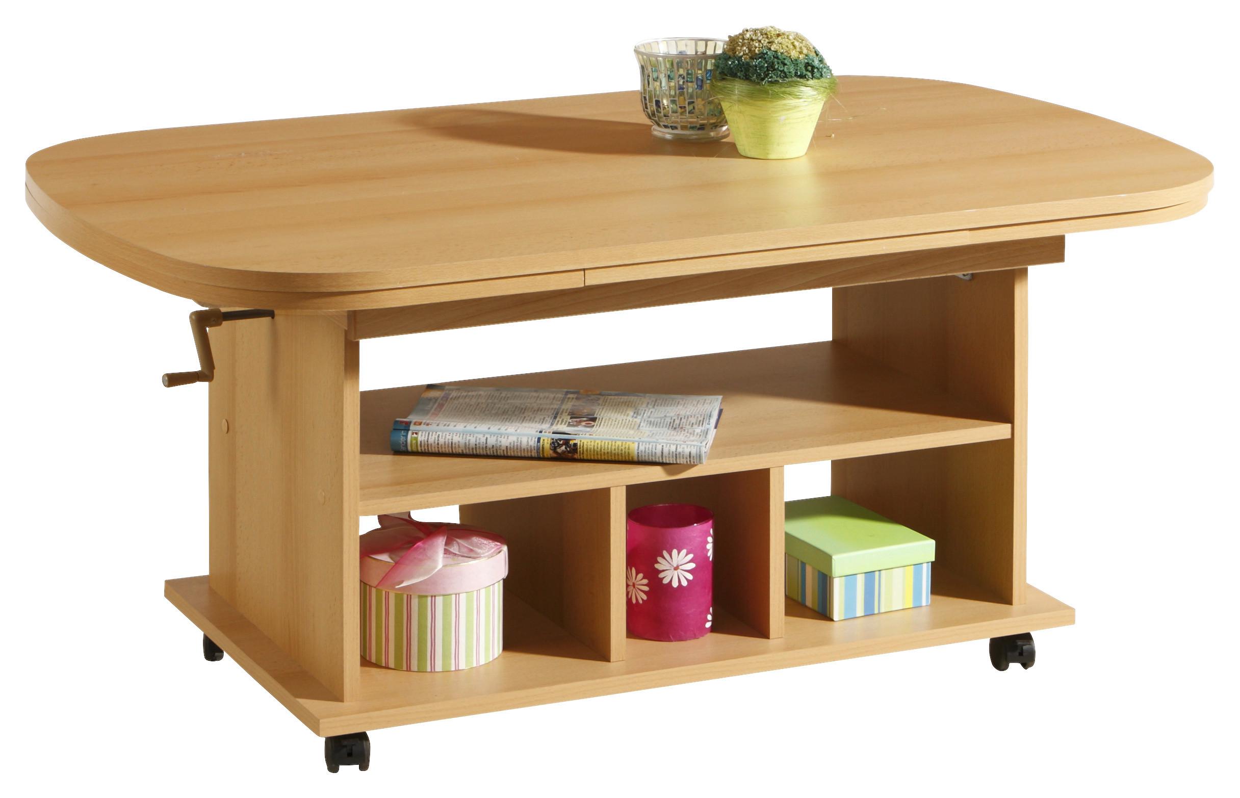 Couchtisch Babsi IIi - Buchefarben, MODERN, Holzwerkstoff/Kunststoff (107-157/67/53-63cm) - MID.YOU