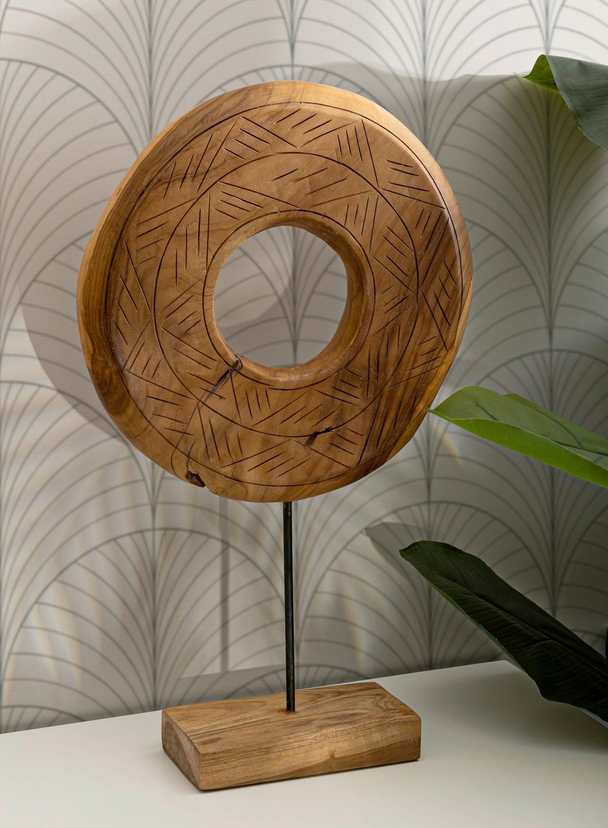 Skulptur Dorat Teak, B: 35 cm - Braun, Basics, Holz (35/58/10cm)