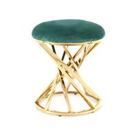 Hocker Golden Samt/edelstahl Sitz Gepolstert H: 49cm - Goldfarben/Grün, Trend, Textil/Metall (40/49/40cm) - Kayoom