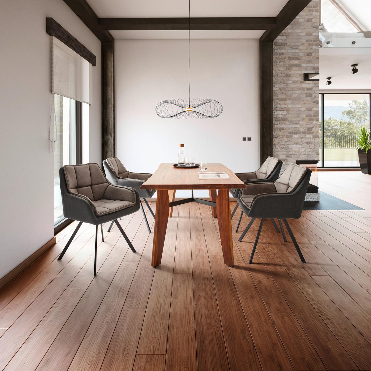 Židle s podroučkami BILLY béžová - otočná - černá/béžová, Moderní, kov/dřevo (62/85/62cm) - P & B