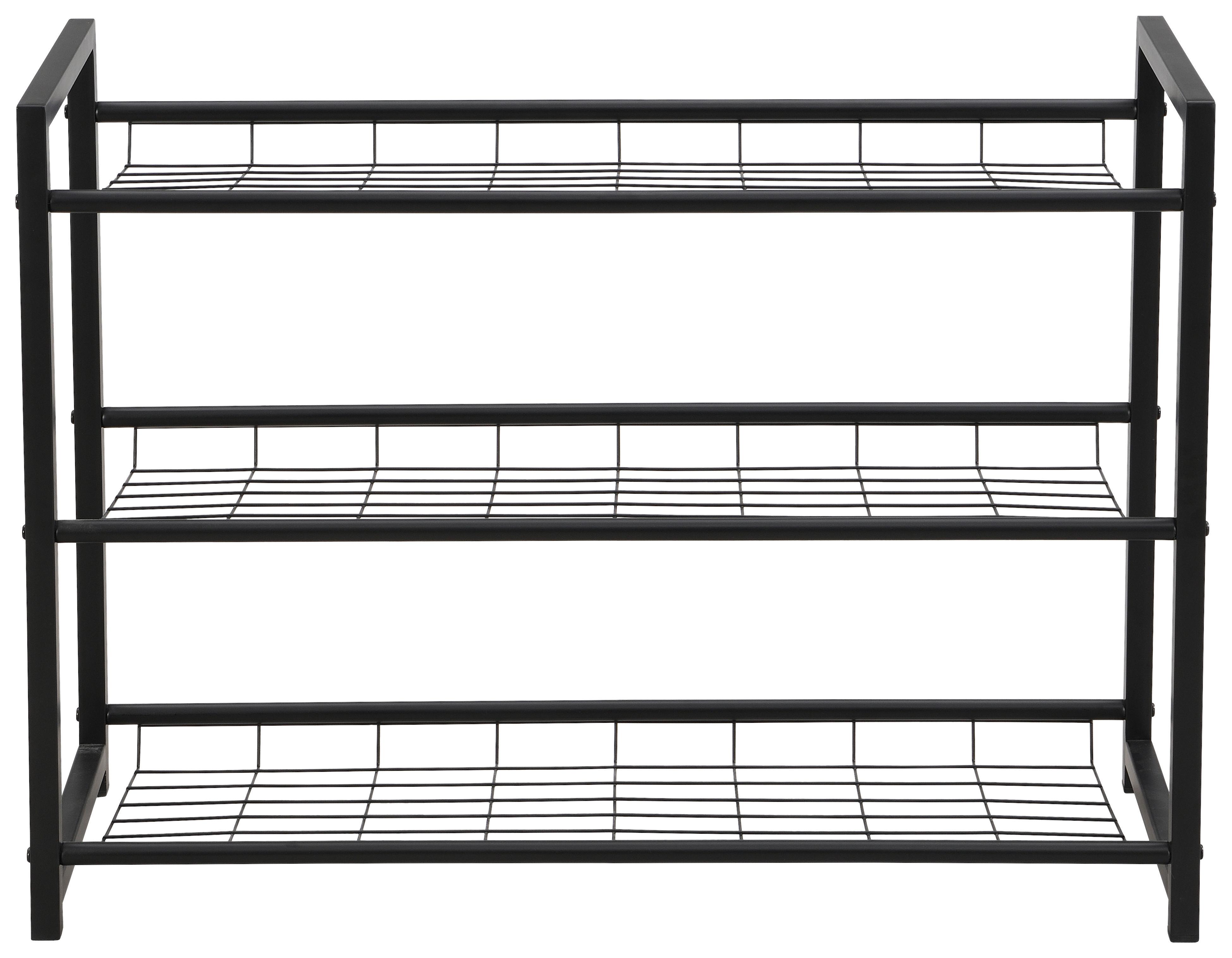 REGÁL NA TOPÁNKY SHOE 2 - čierna, Modern, kov (80/60/30cm)