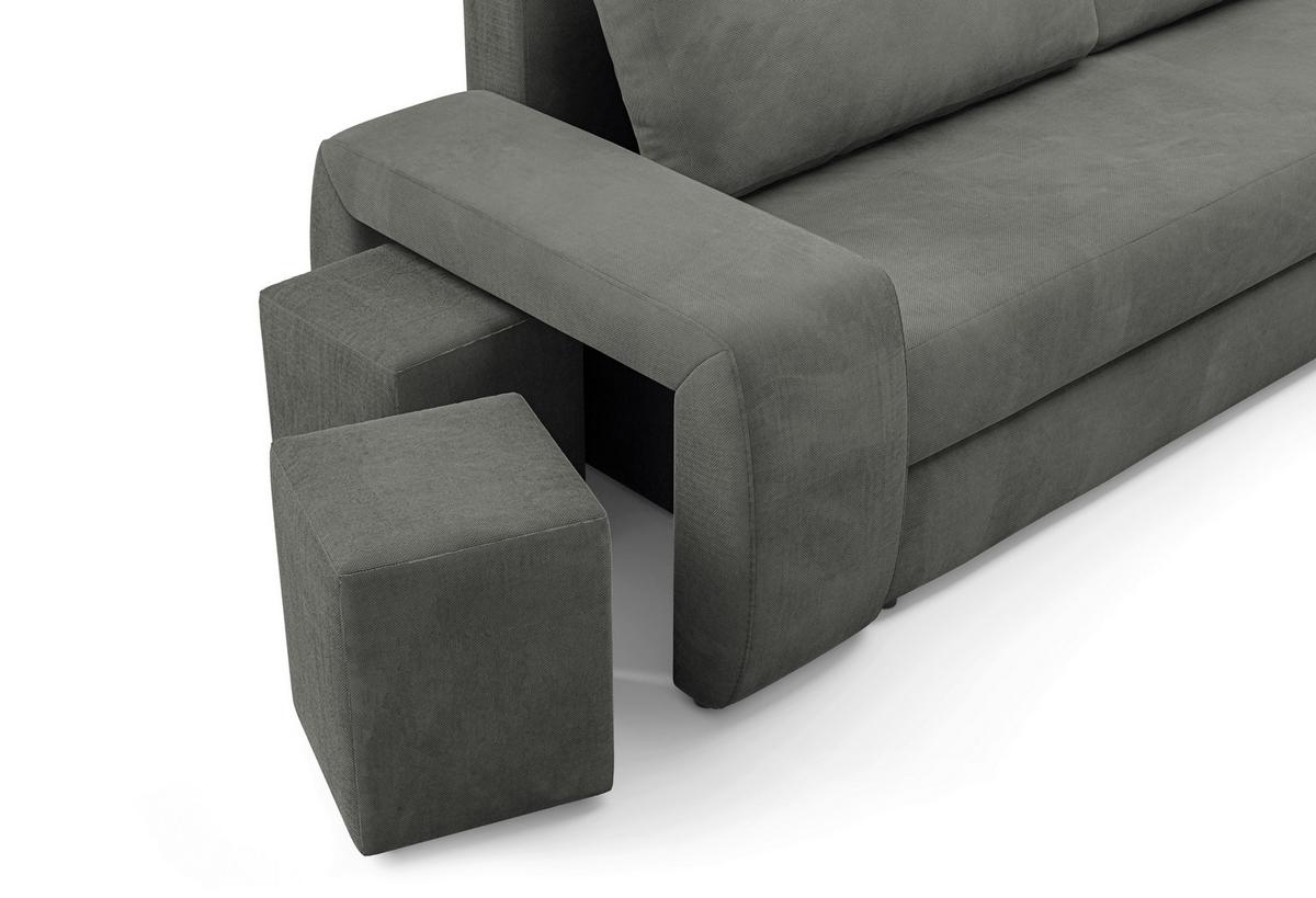 Schlafsofa Ines Grau B: 258cm - Schwarz/Grau, Design, Textil (258/98/95cm) - Livetastic