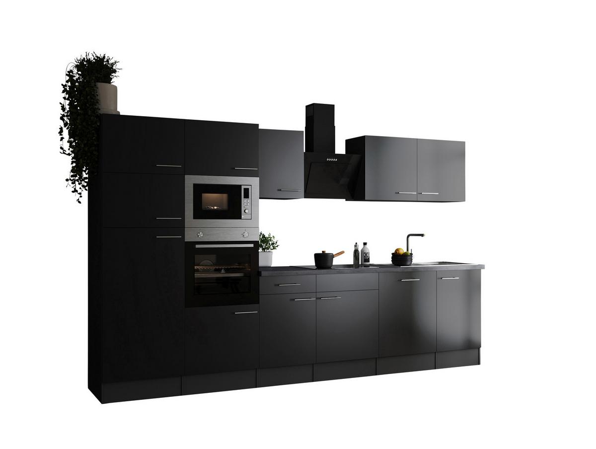 Küchenblock Oliver Grau, Schwarz B: 340 Cm - Schwarz/Grau, Design, Holzwerkstoff (340cm) - Respekta