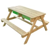 Multifunktionaler Kindertisch inkl. Tafel und Kunsstoffwanne - Naturfarben/Grün, Holz/Kunststoff (90/89/50cm)