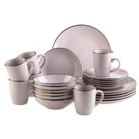 Kombiservice Metallic Rim 6 Personen Geschirr Set - Dunkelrosa, Basics, Keramik - Mäser