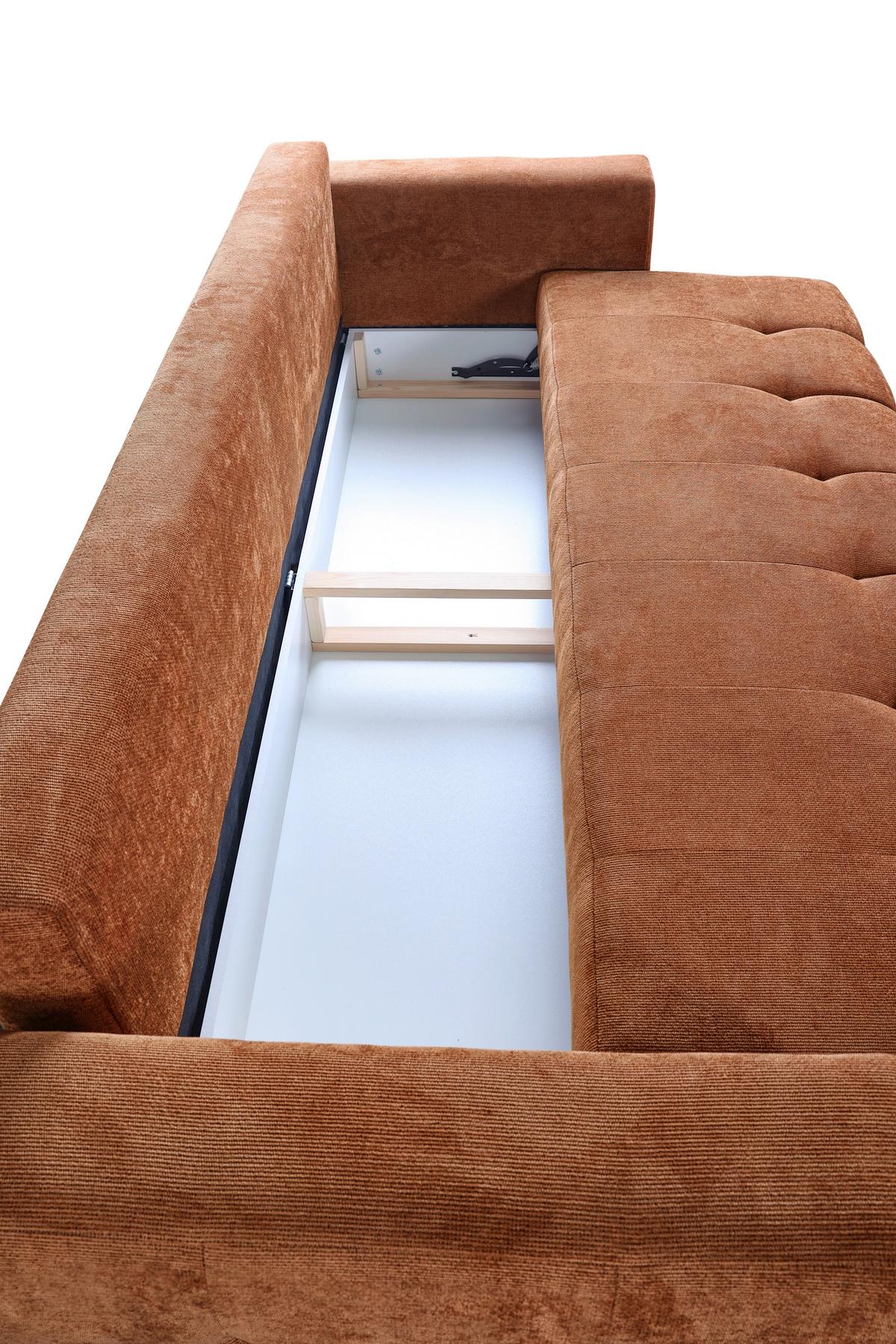 Schlafsofa Weronika Kupferfarben B: 247 Cm - Schwarz/Kupferfarben, Design, Holz/Holzwerkstoff (247/94/90cm) - MID.YOU