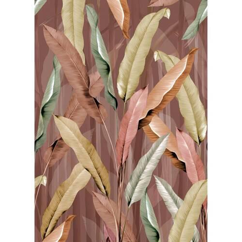 Fototapete Pink Leaves - Multicolor, Basics, Papier/Kunststoff (200/280cm)