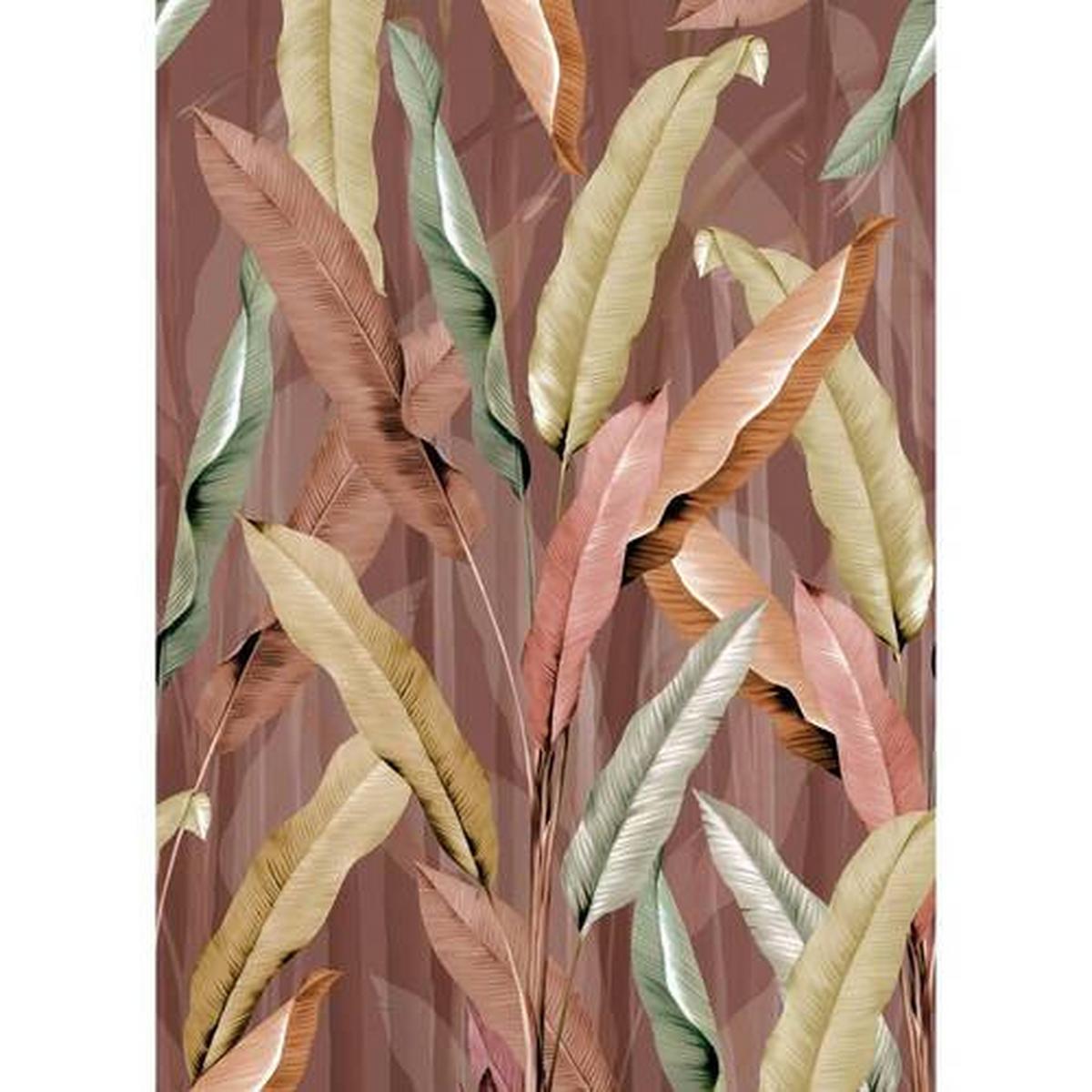 Fototapete Pink Leaves - Multicolor, Basics, Papier/Kunststoff (200/280cm)