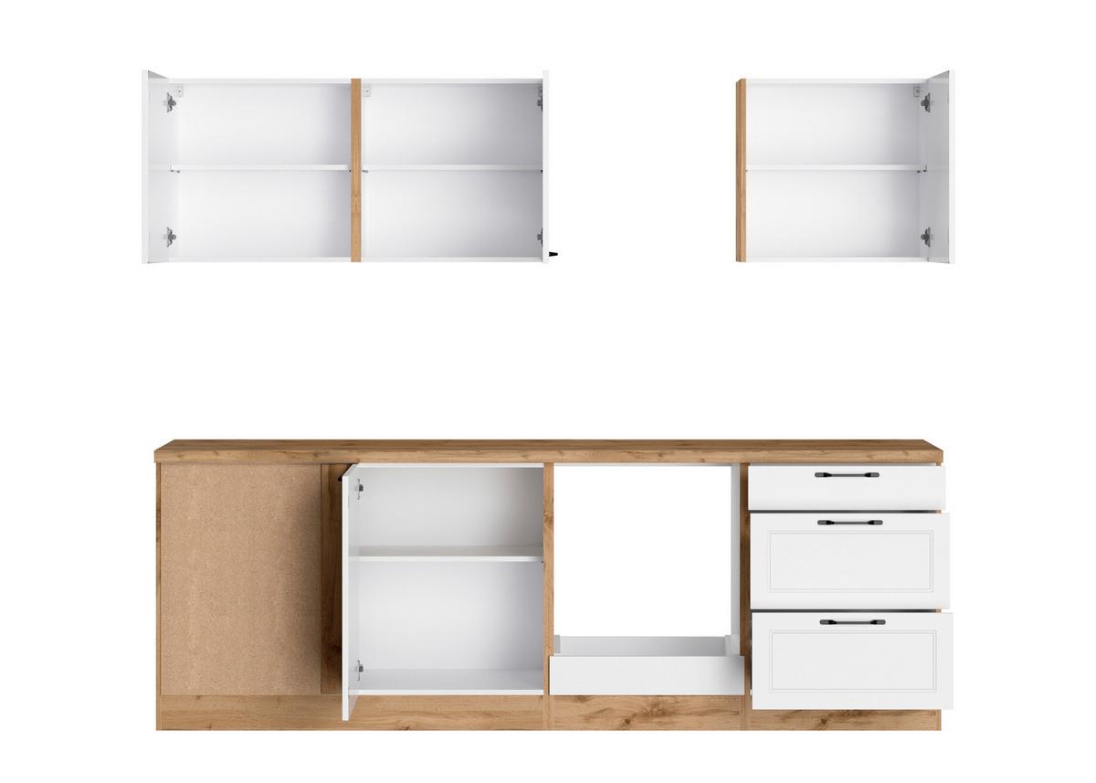 Eckküche Meran ohne Geräte 240x240 cm Weiß/Eiche Dekor - Eiche Wotan/Weiß, LIFESTYLE, Holzwerkstoff (240/240cm) - Held